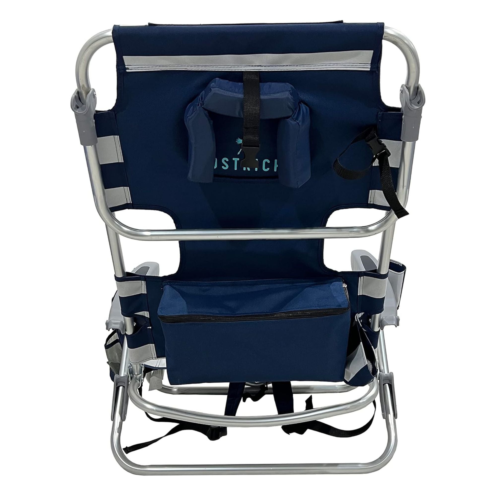 Ostrich Deluxe On-Your-Back Backpack Reclining Beach Pool Camping Chair, Striped - Smart-nests