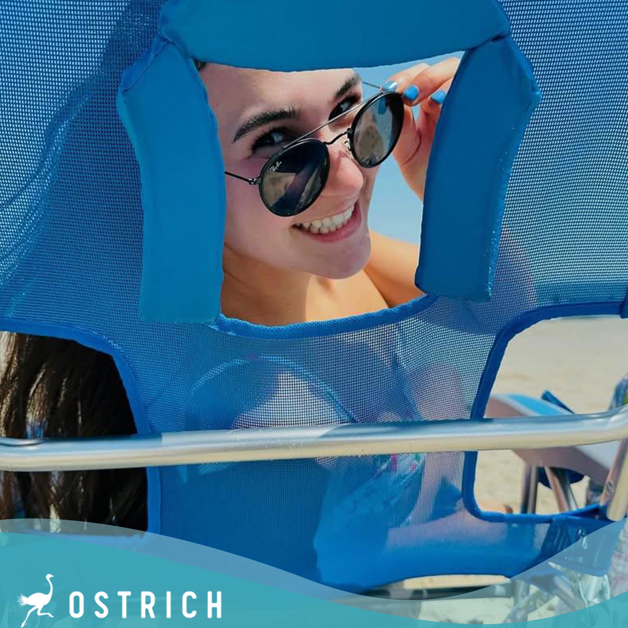 Ostrich Margate Chaise Lounge, Facedown Beach Camping Pool Tanning Chair, Blue - Smart-nests
