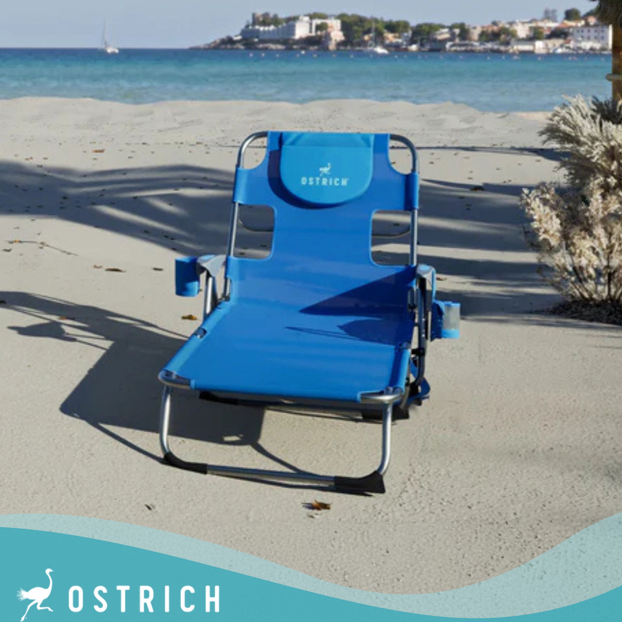 Ostrich Margate Chaise Lounge, Facedown Beach Camping Pool Tanning Chair, Blue - Smart-nests