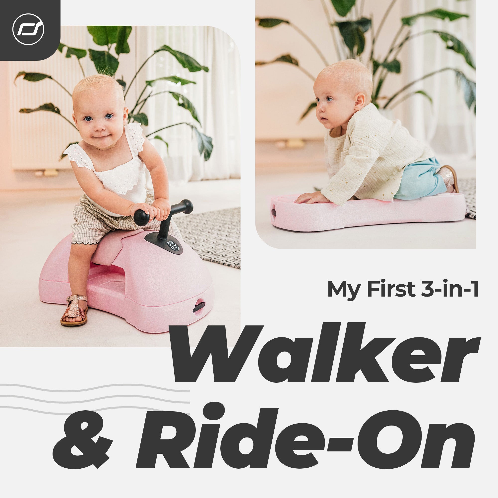 Scoot & Ride My First 3 in 1 Baby Walker, Ride On, & Scoot Board w/Storage, Rose - Smart-nests