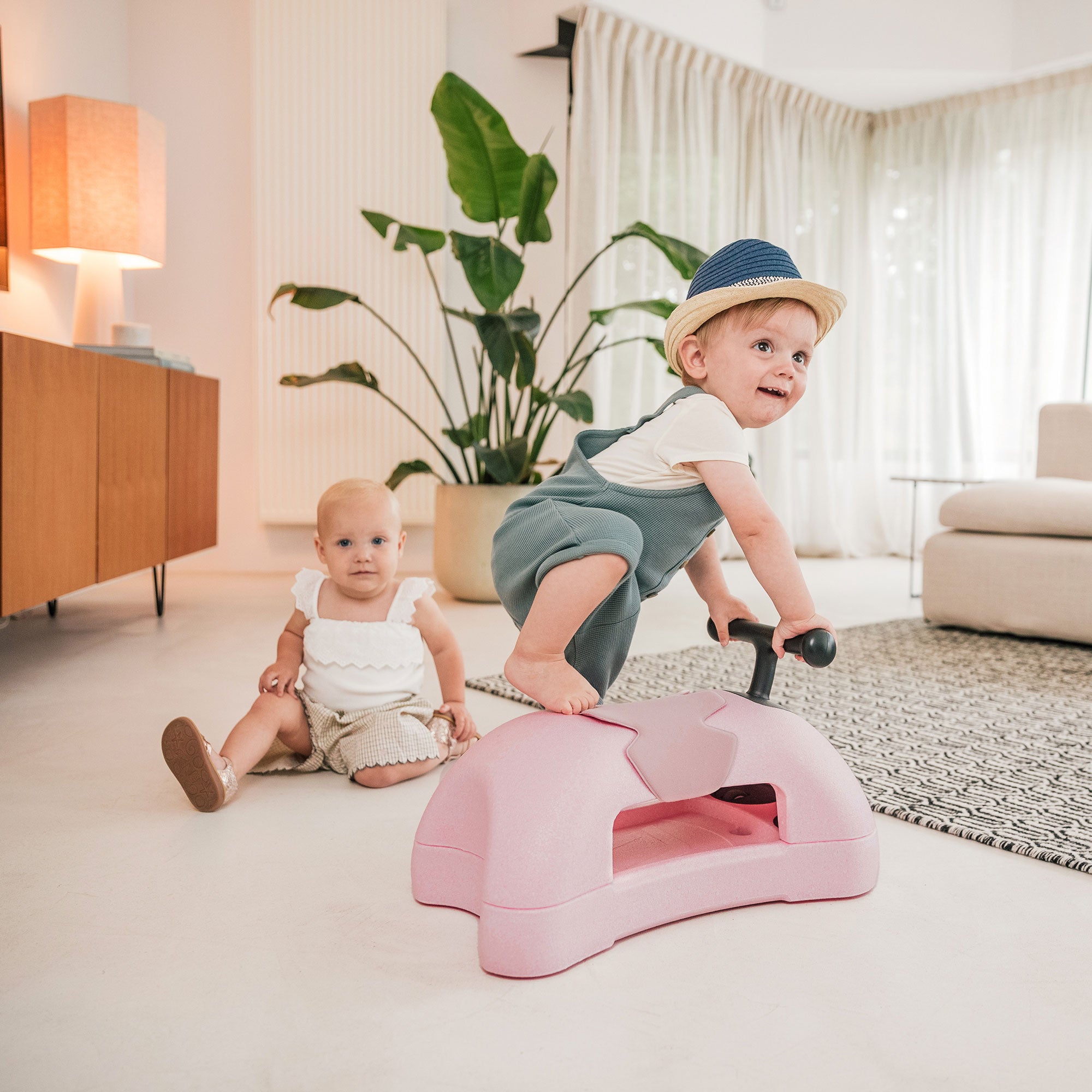 Scoot & Ride My First 3 in 1 Baby Walker, Ride On, & Scoot Board w/Storage, Rose - Smart-nests