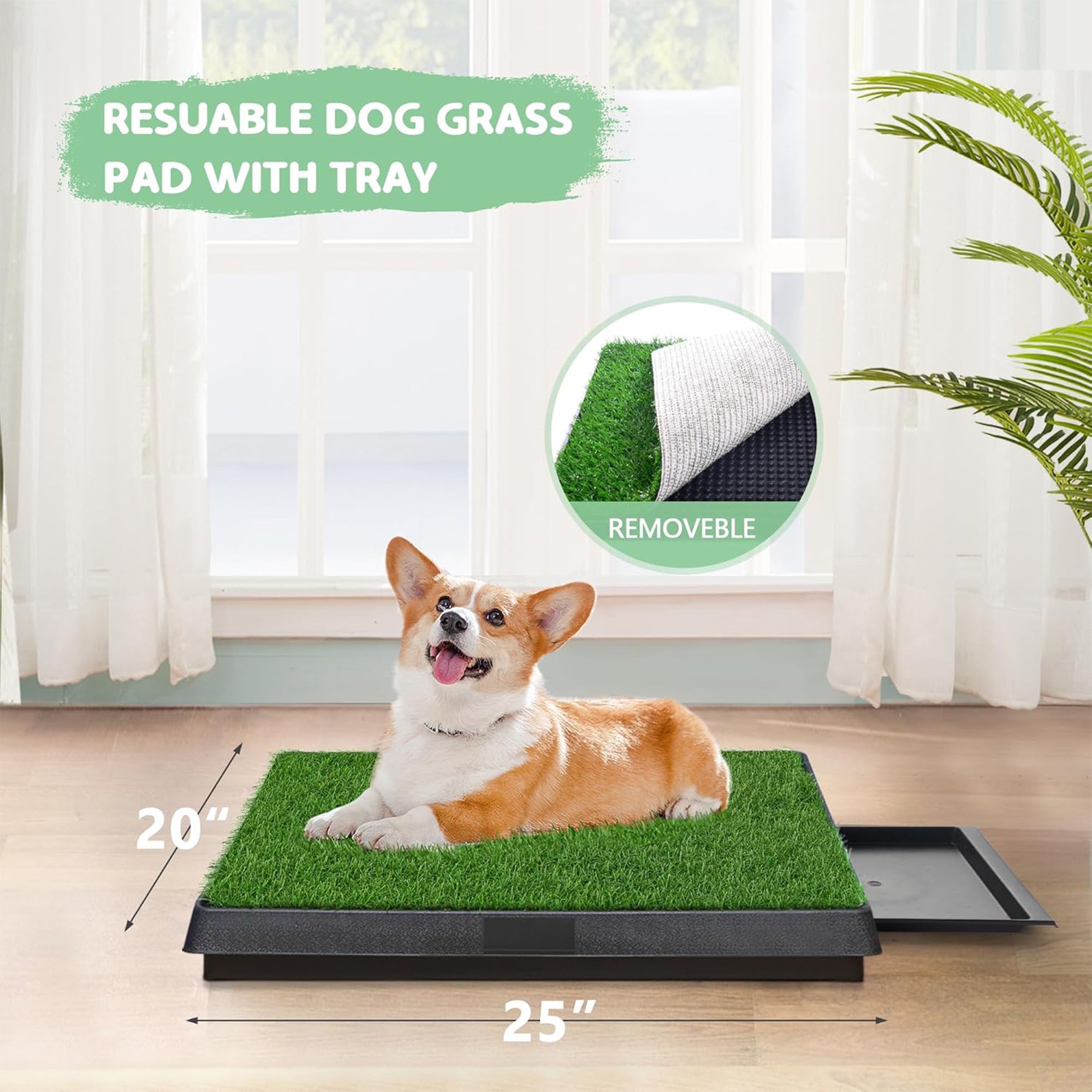 COZIWOW Dog Grass Pad with Tray and 3 Layer System for Puppy Training, Green - Smart-nests