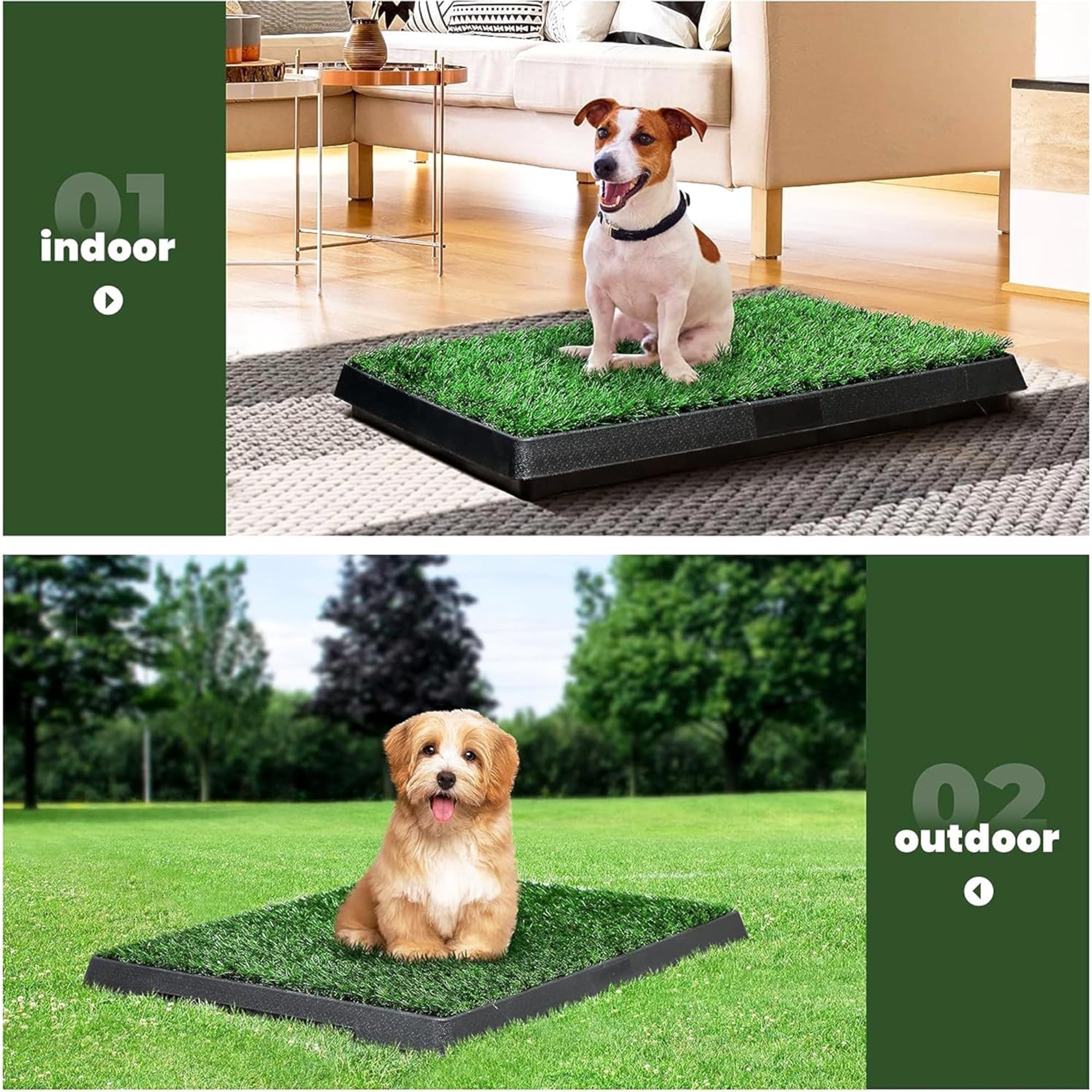 COZIWOW Dog Grass Pad with Tray and 3 Layer System for Puppy Training, Green - Smart-nests