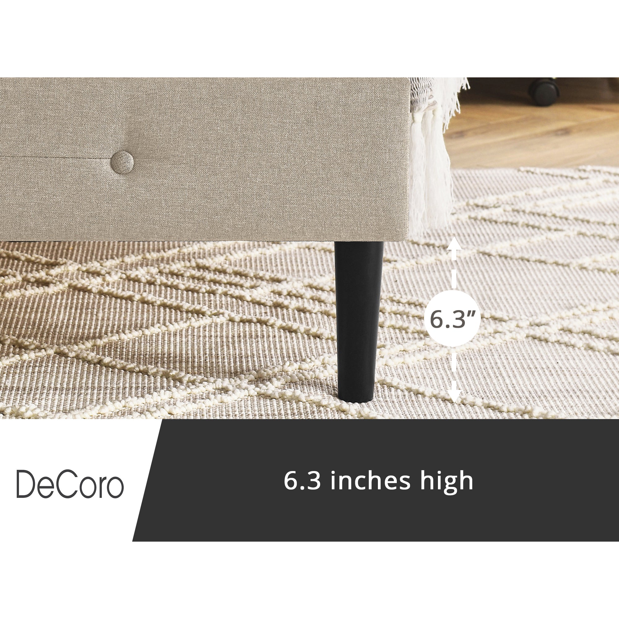 DeCoro Cambridge Upholstered Wooden Platform Bed Frame w/Headboard, King, Linen - Smart-nests