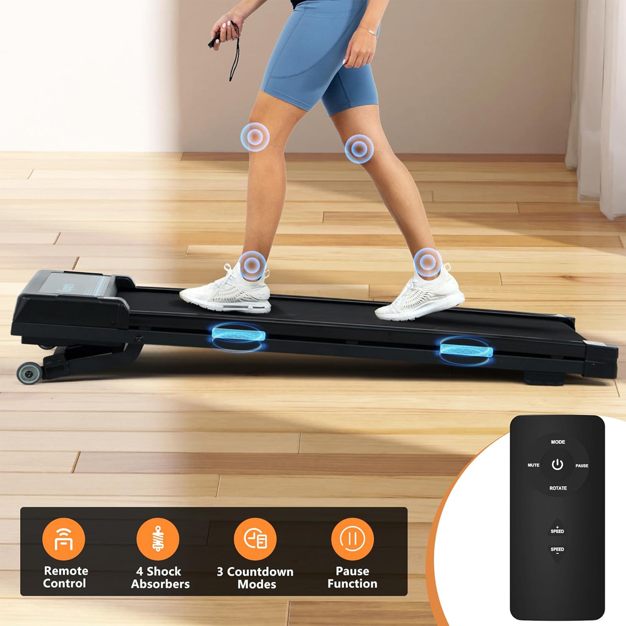 Ksports Under Desk Walking Pad Treadmill with Auto Incline and Wheels, 2.5 HP - Smart-nests