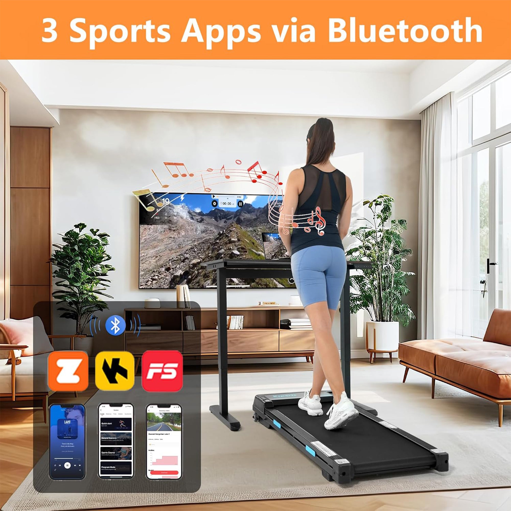 Ksports Under Desk Walking Pad Treadmill with Auto Incline and Wheels, 2.5 HP - Smart-nests