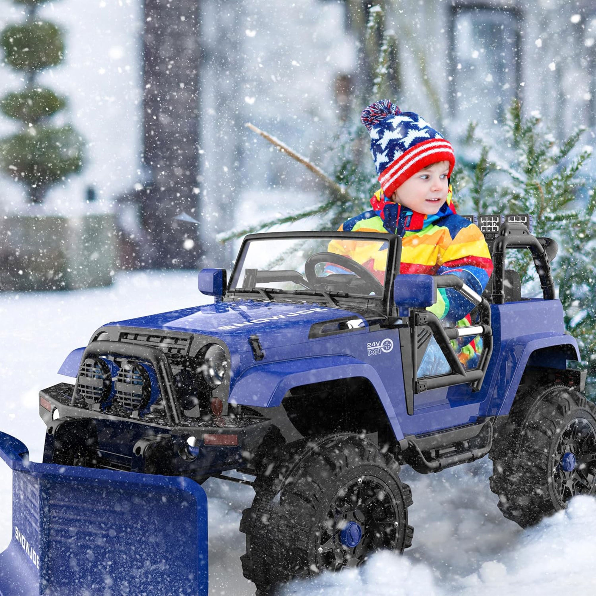 Snow Joe 24V Ride On Car Toy with Snow Plow Scoop and Parental Remote, 24V-SUV1 - Smart-nests