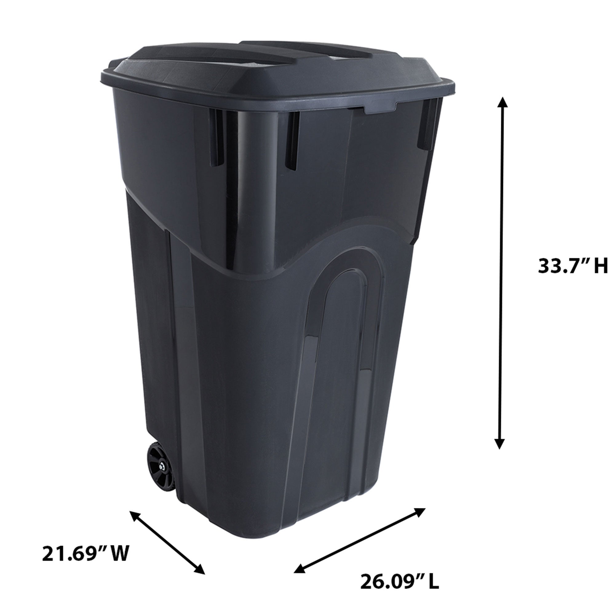 United Solutions 2 Pack Outdoor Trash Can with Lid and Wheels, 32 Gallon, Black - Smart-nests