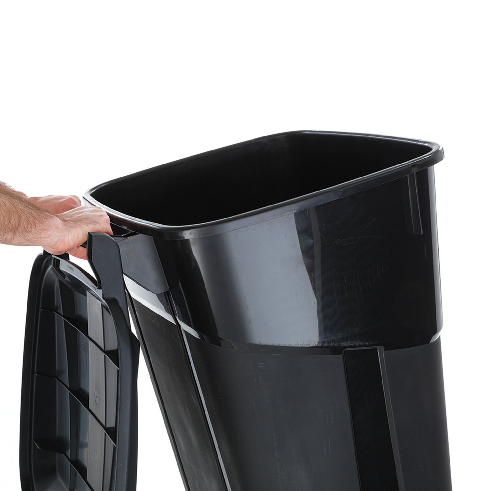 United Solutions 2 Pack Outdoor Trash Can with Lid and Wheels, 32 Gallon, Black - Smart-nests