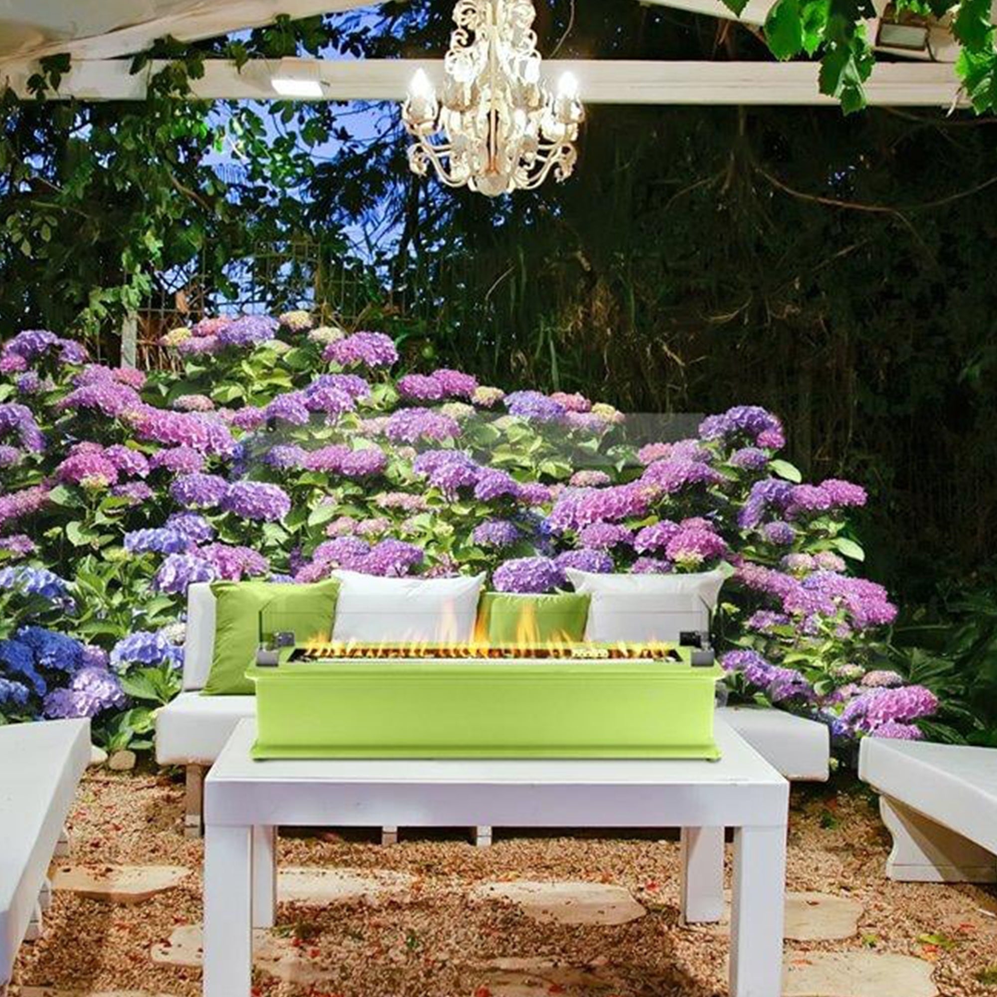 Loom X Blossom Tabletop Design Gas Fire Pit with Quick-connect Adapter, Lime - Smart-nests