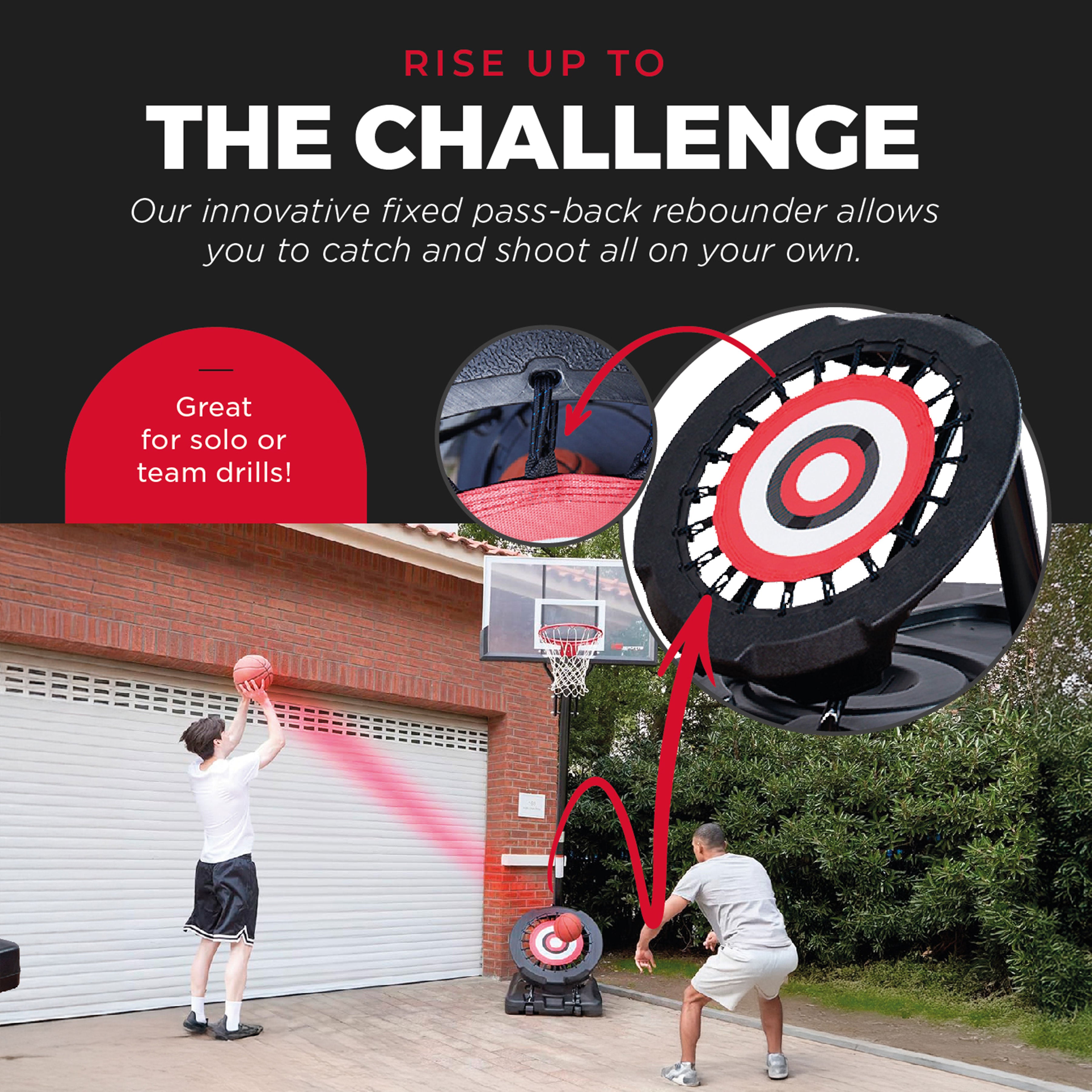 IE Sports Portable Basketball Hoop, Adjustable Height, 44" Backboard & Rebounder - Smart-nests