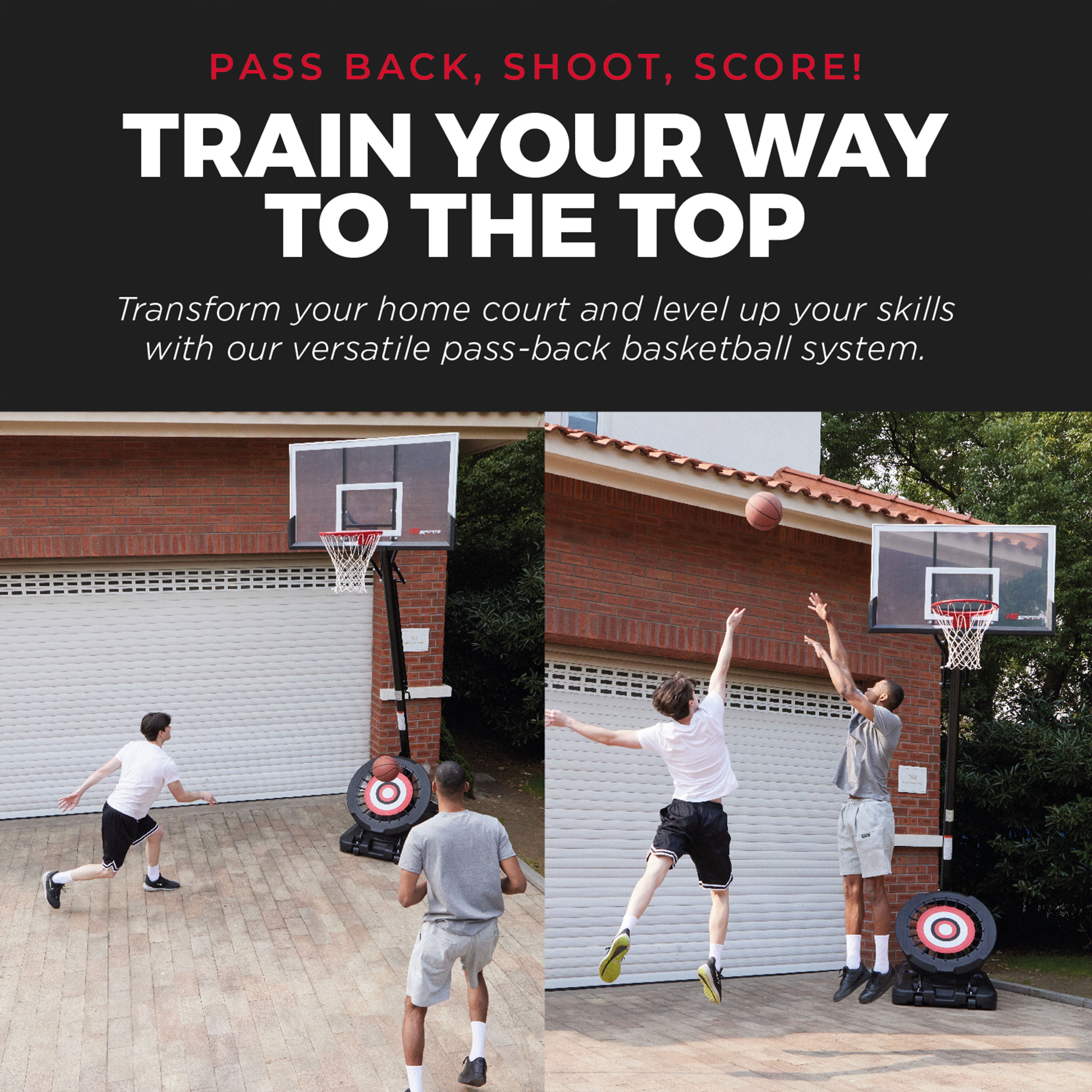 IE Sports Portable Basketball Hoop, Adjustable Height, 44" Backboard & Rebounder - Smart-nests