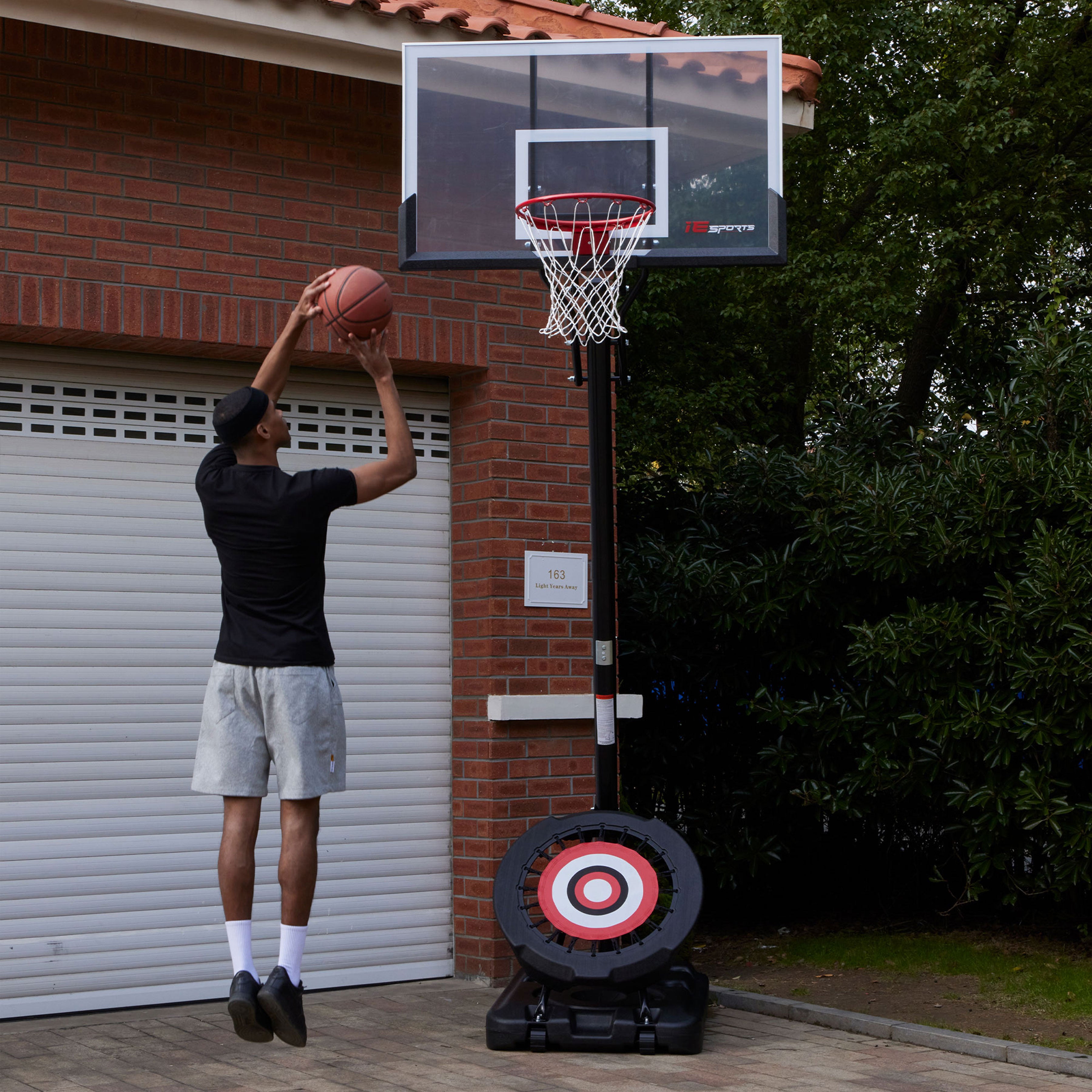 IE Sports Portable Basketball Hoop, Adjustable Height, 44" Backboard & Rebounder - Smart-nests
