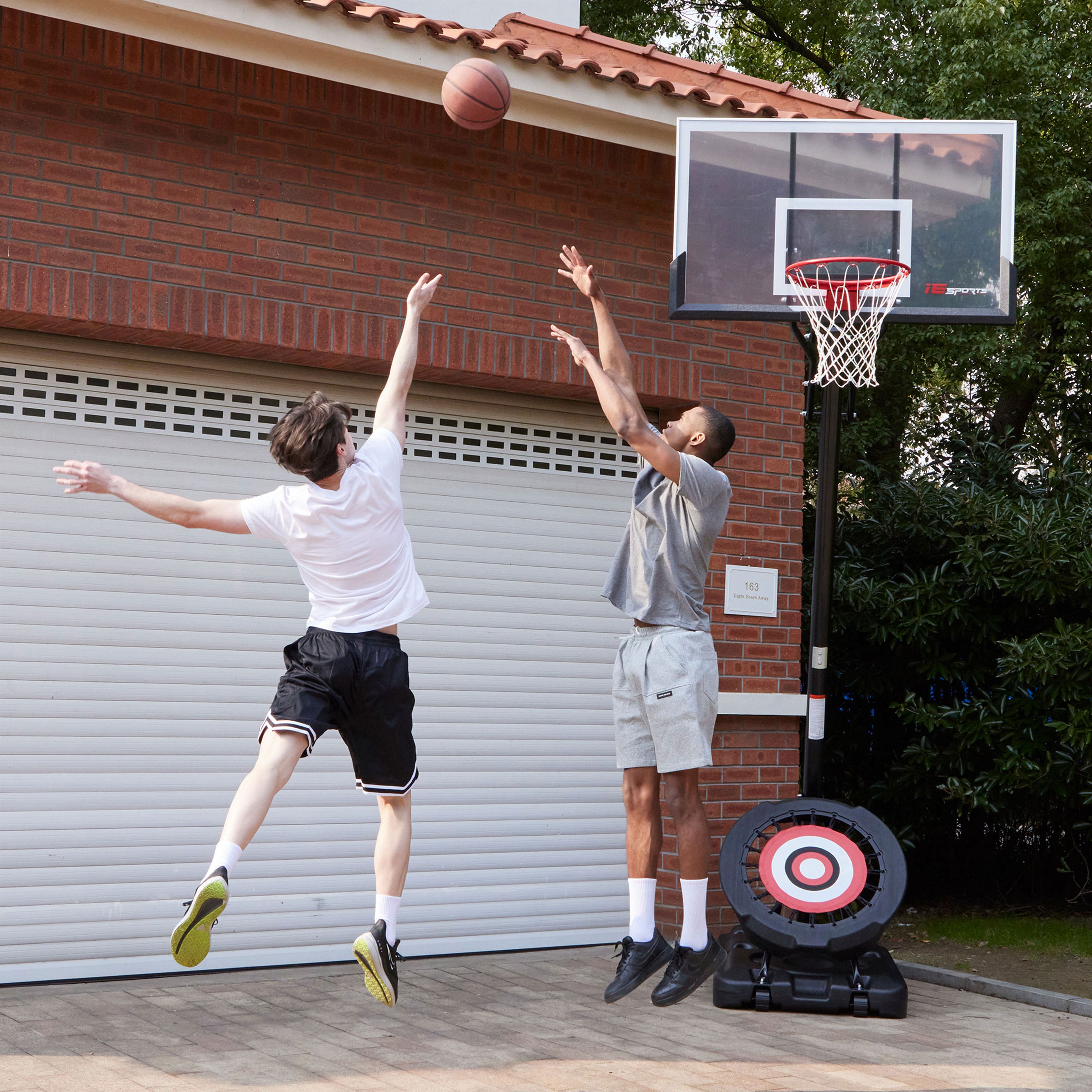 IE Sports Portable Basketball Hoop, Adjustable Height, 44" Backboard & Rebounder - Smart-nests
