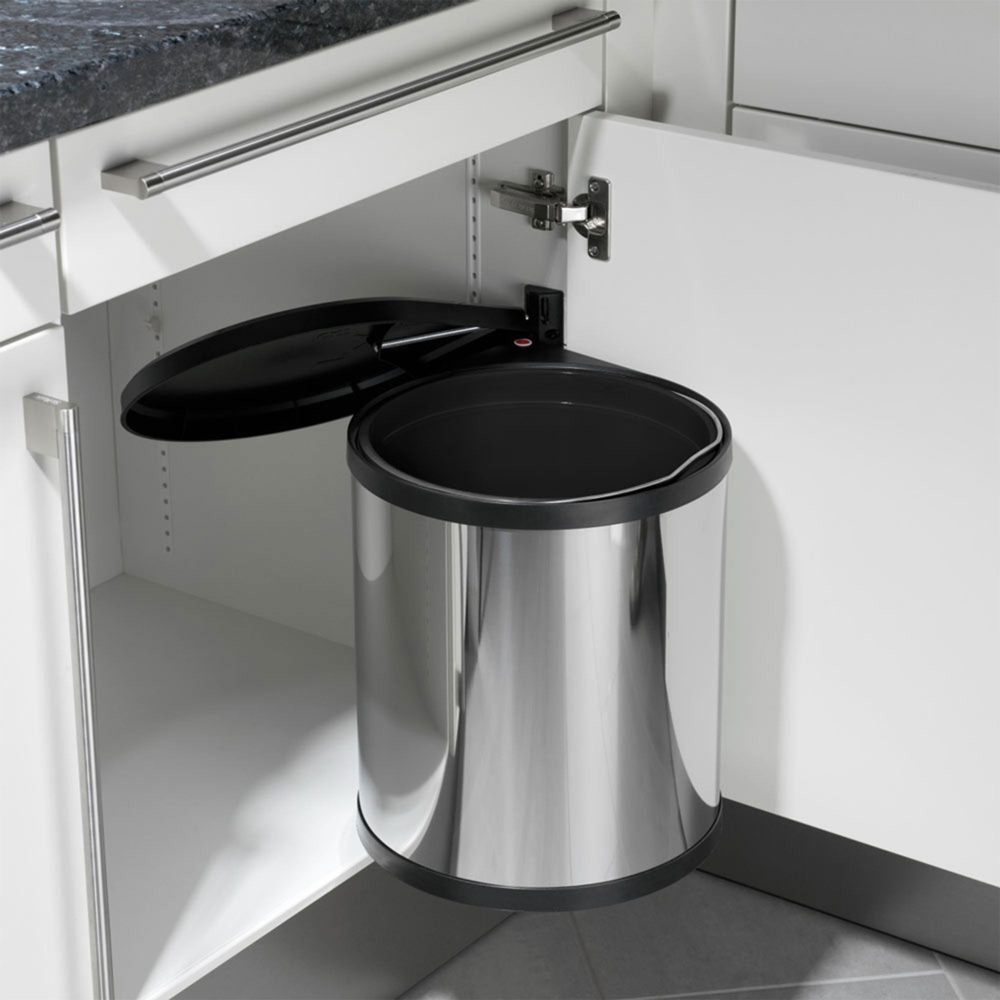 Hailo Compact-Box M Trash Can, 4 Gallon, Lid-Lift, Small Kitchen Bin, Steel - Smart-nests