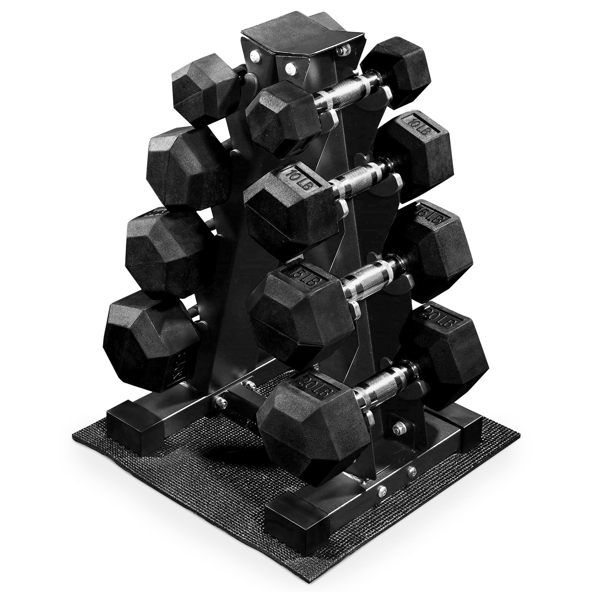 BalanceFrom Dumbbell Set with Stand, Rubber Encased Home Gym Hand Weights, 100lb - Smart-nests