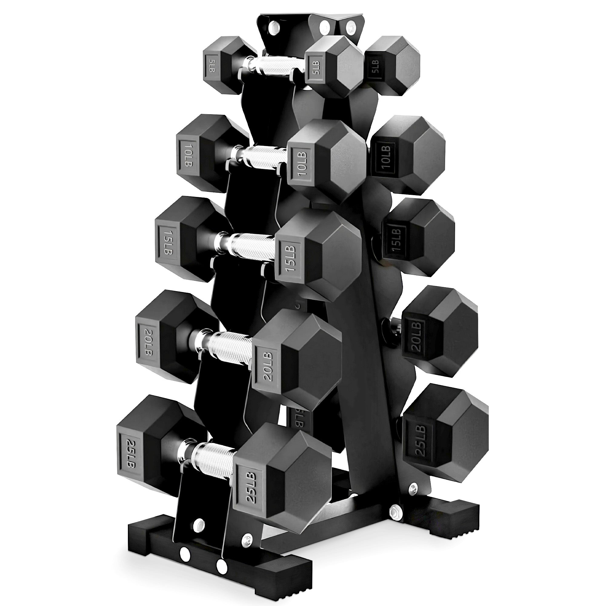 BalanceFrom Dumbbell Set with Stand, Rubber Encased Home Gym Hand Weights, 150lb - Smart-nests