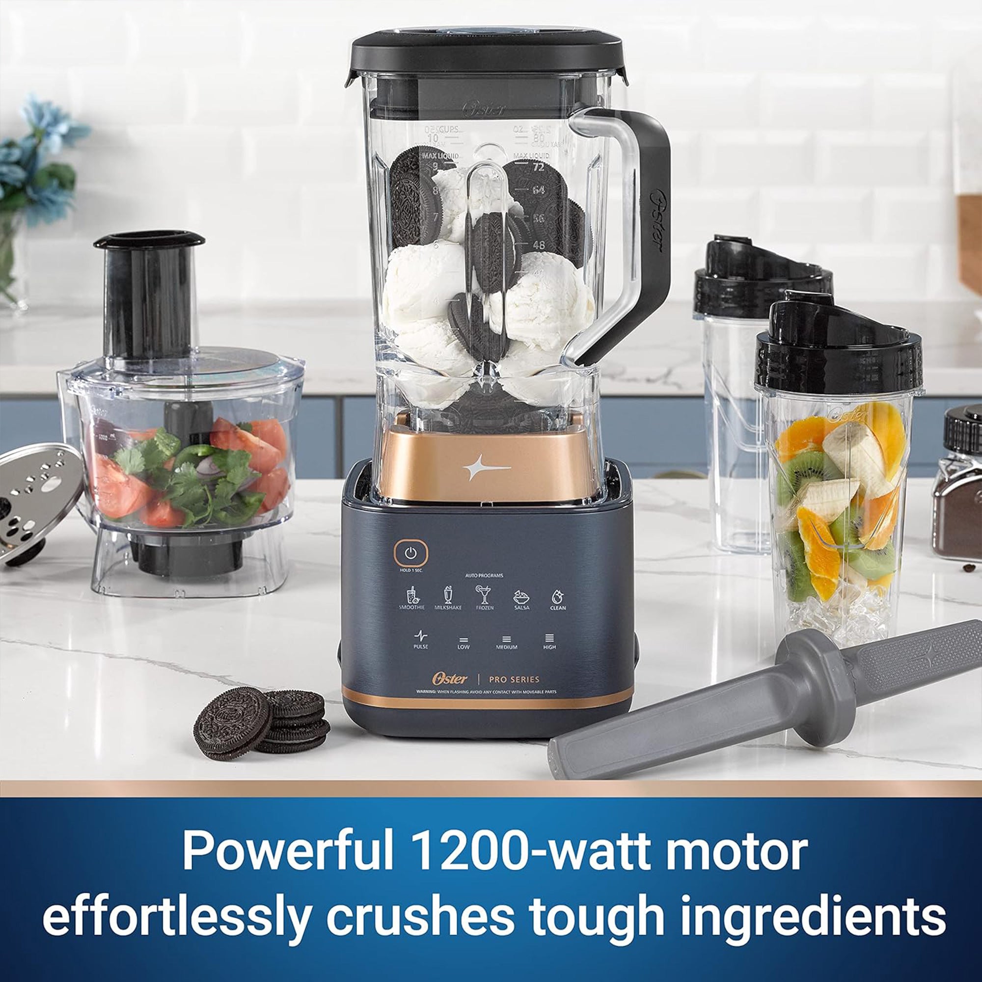 Oster Pro Series Kitchen System with XL 9 Cup Tritan Jar for Kitchen, Dark Blue - Smart-nests