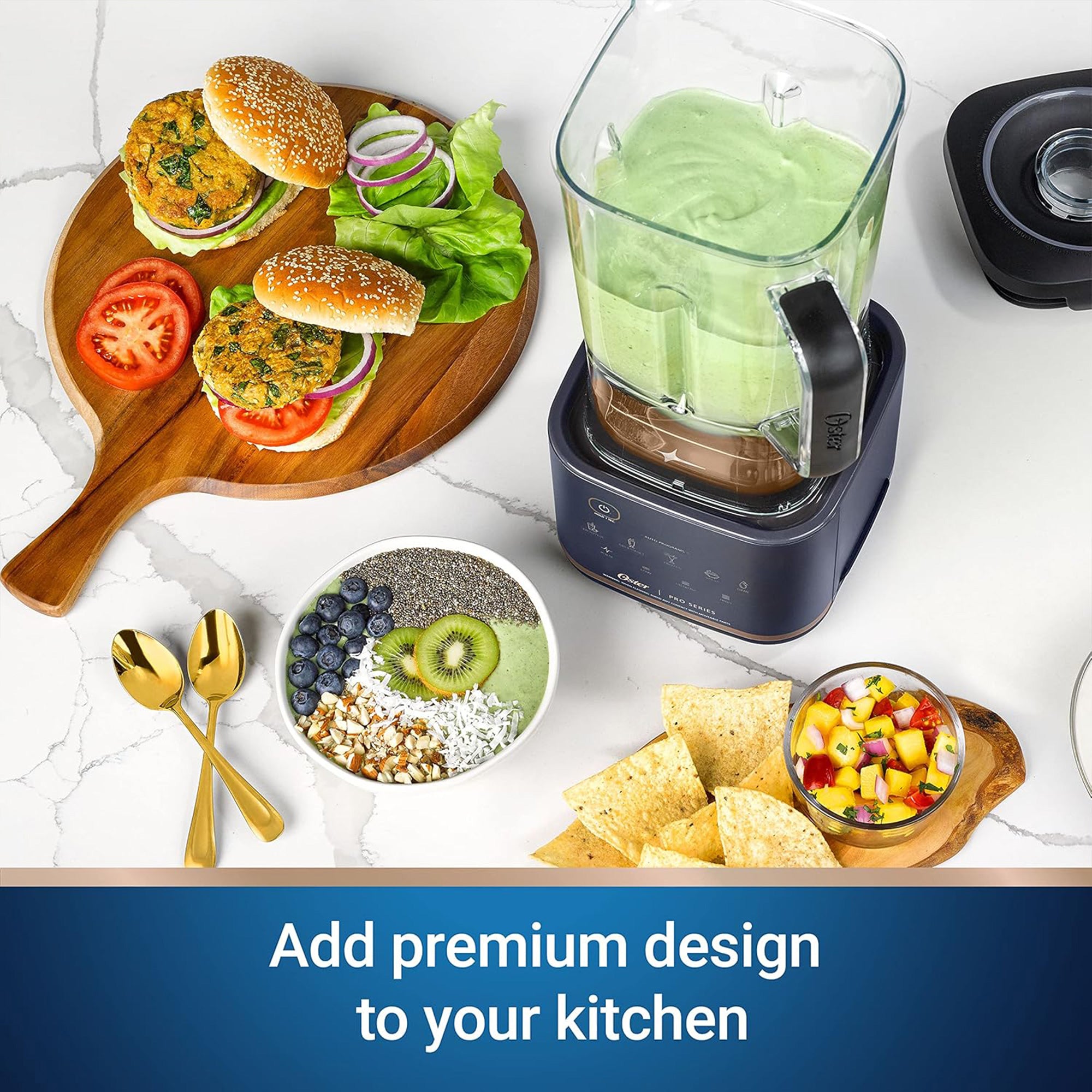 Oster Pro Series Kitchen System with XL 9 Cup Tritan Jar for Kitchen, Dark Blue - Smart-nests