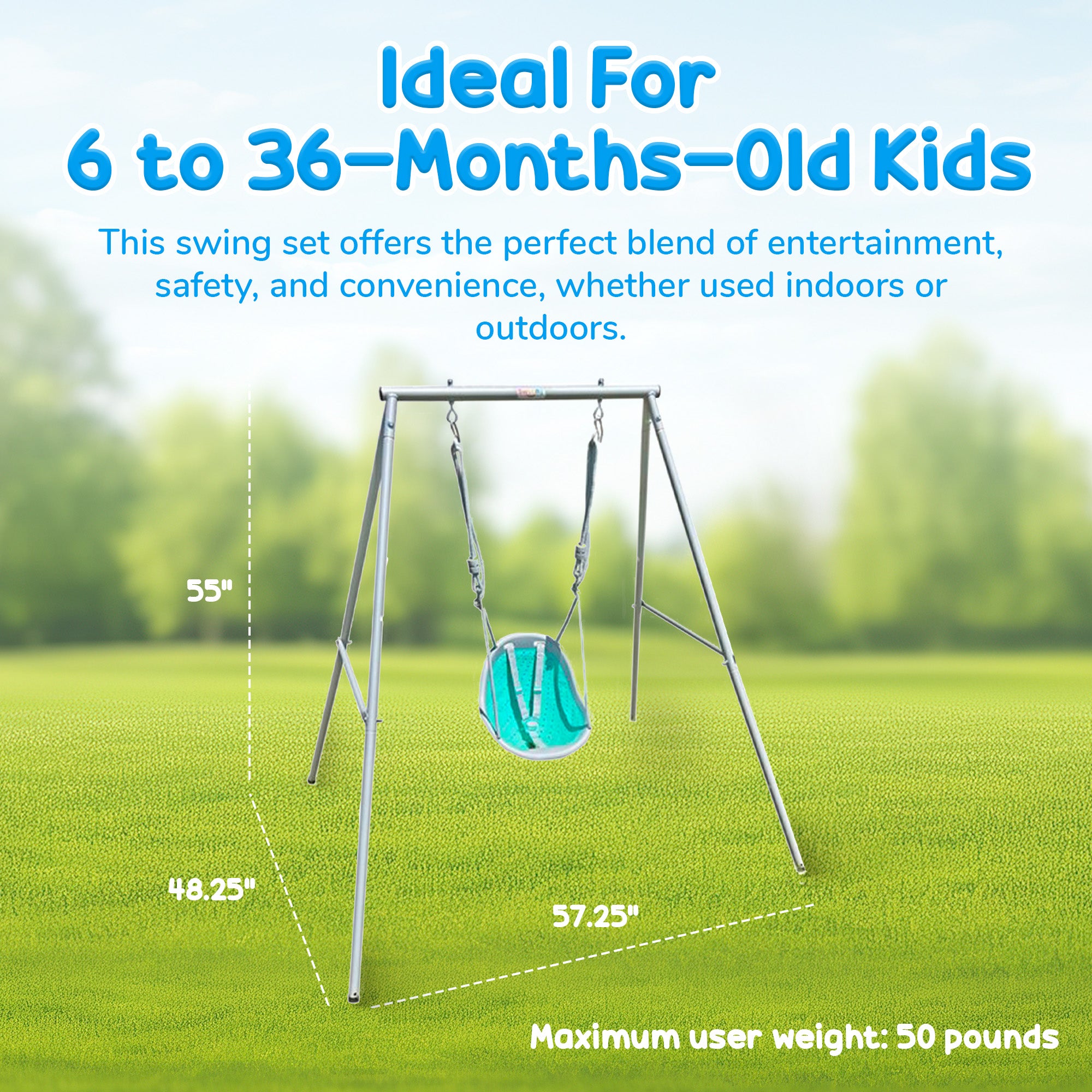XDP Recreation Sweeng Child Swing with Frame, Portable Backyard Play Set, Aqua - Smart-nests