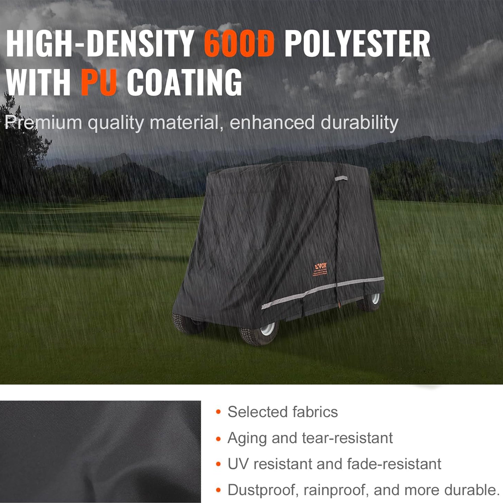 VEVOR Waterproof 4-Passenger Golf Cart Cover, Rain Enclosure w/ Carry Bag, Black - Smart-nests