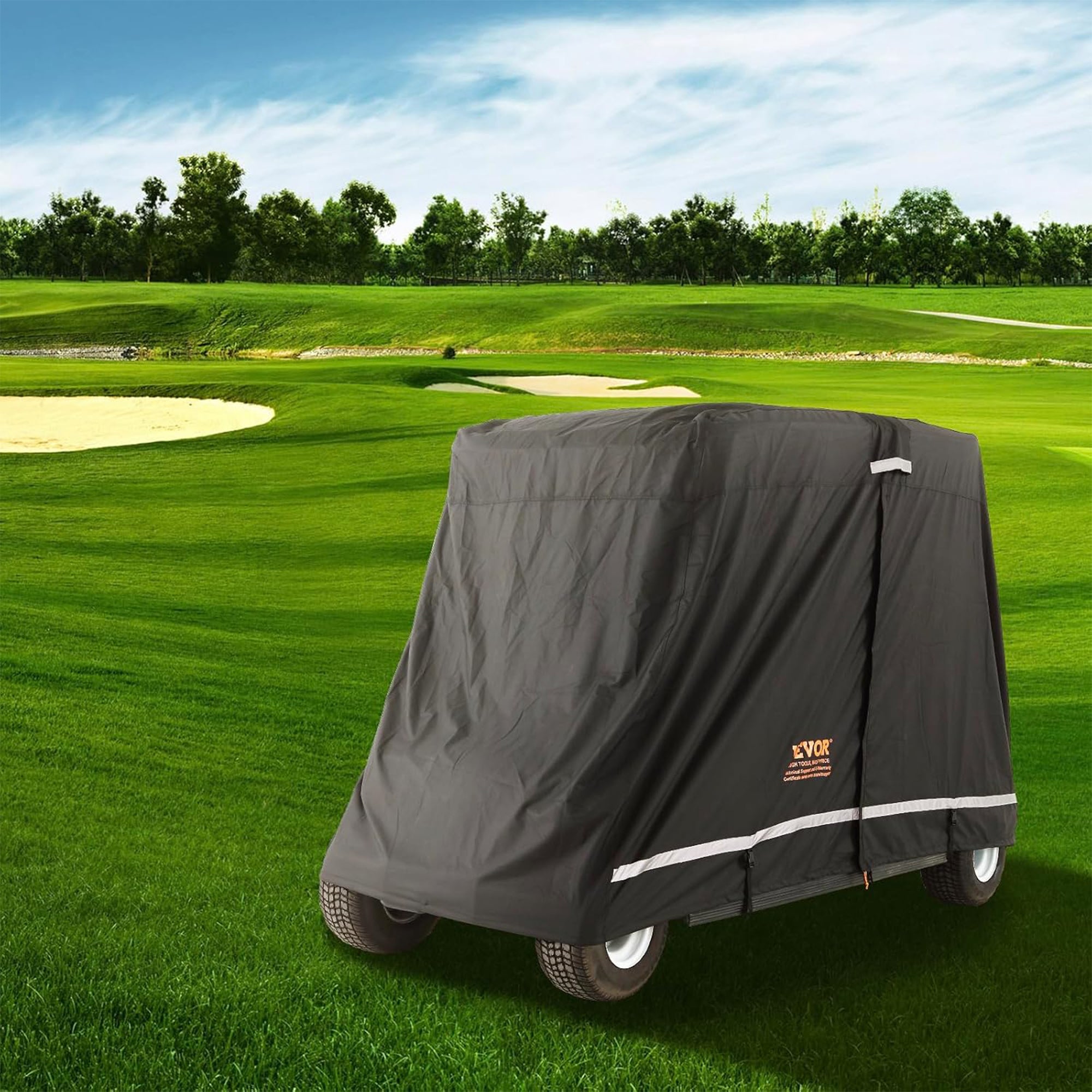 VEVOR Waterproof 4-Passenger Golf Cart Cover, Rain Enclosure w/ Carry Bag, Black - Smart-nests
