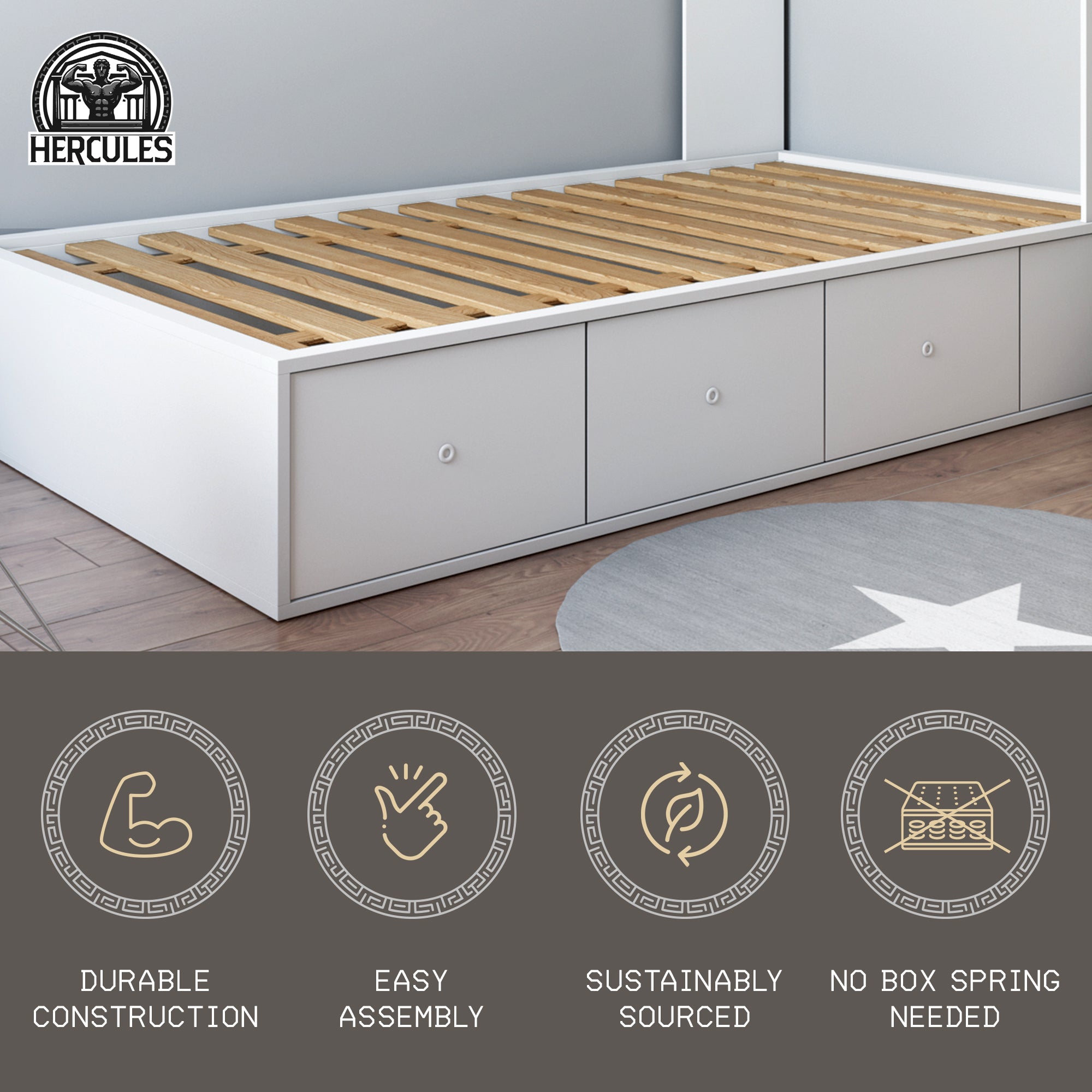 Hercules Xtreme Heavy-Duty Solid Pine Wood Bed Slats Bunkie Board, King Size - Smart-nests