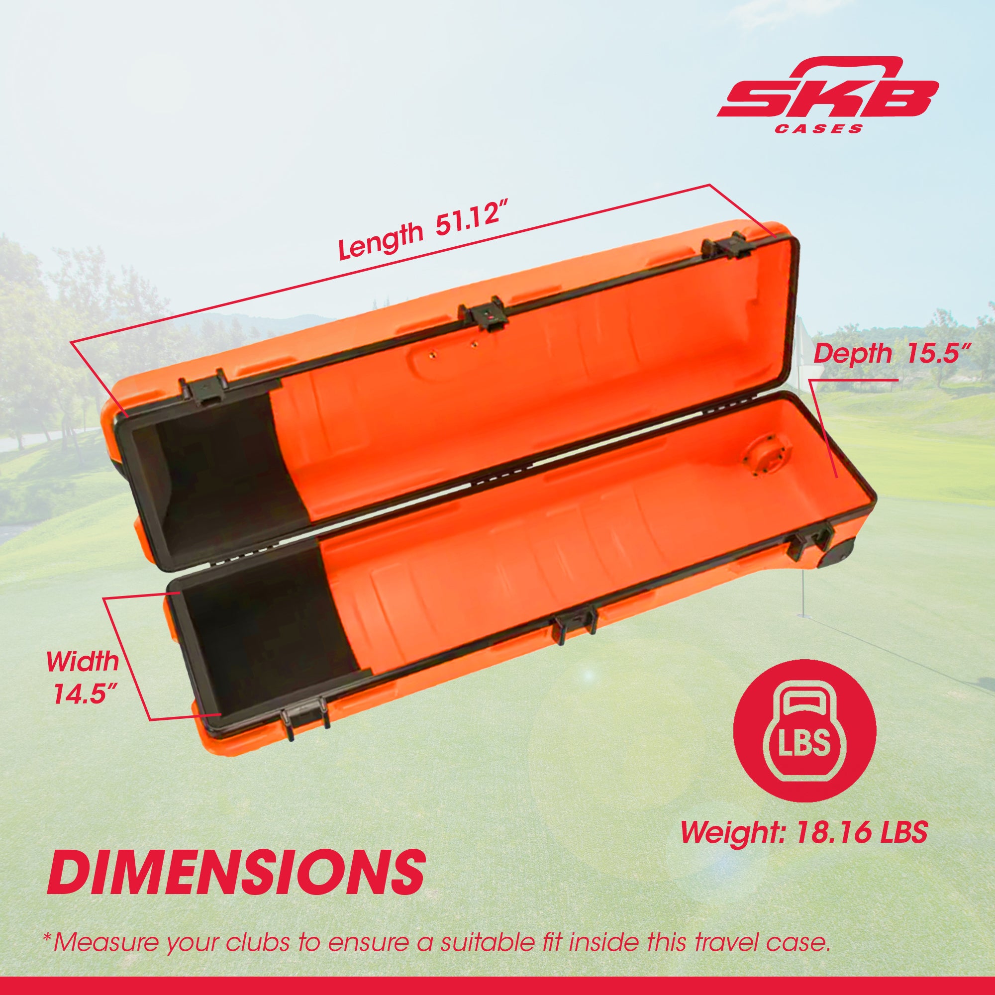 SKB Cases ATA Staff Pro XL Hard Plastic Storage Cart Golf Travel Case, Orange - Smart-nests