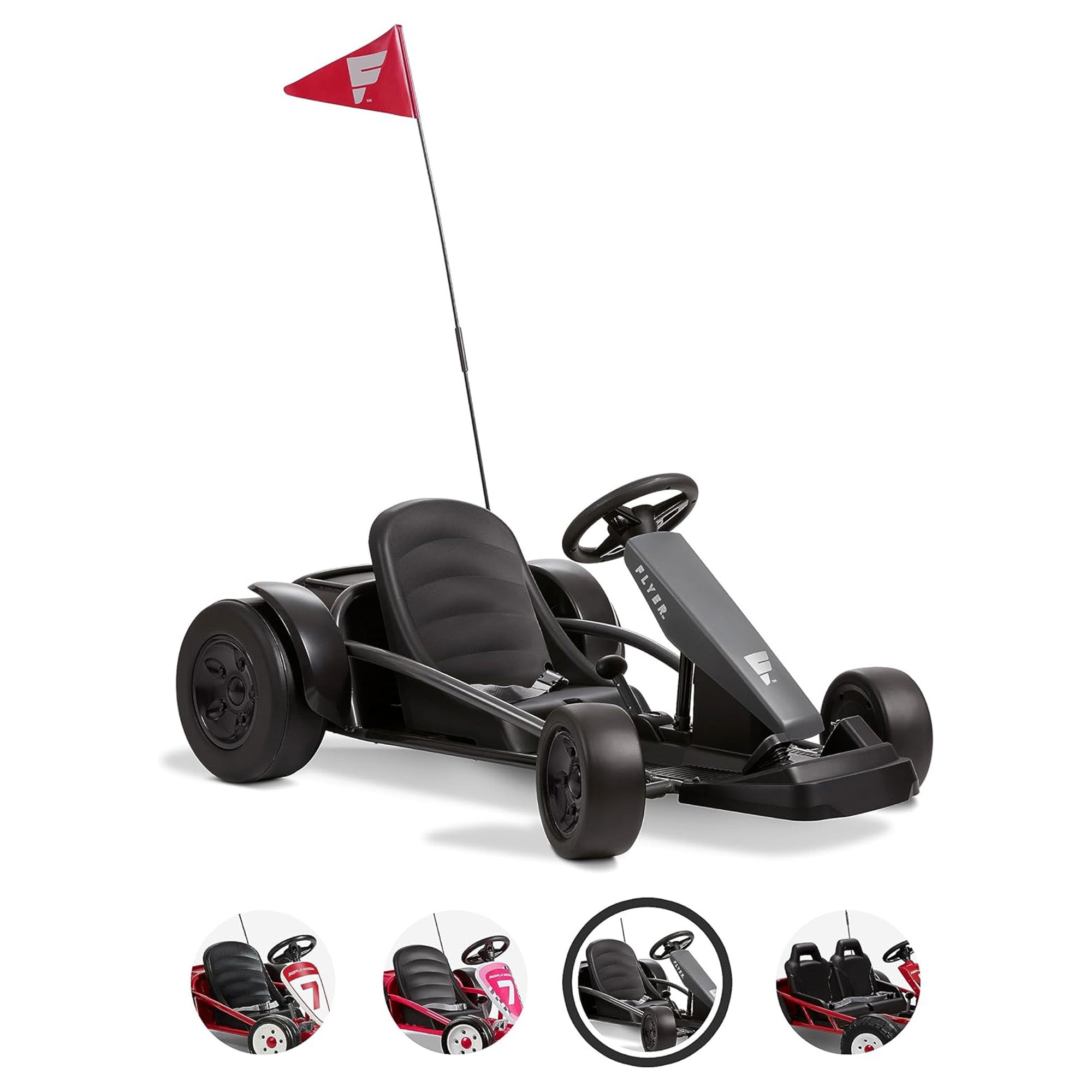 Radio Flyer 36V Battery-Powered Kids Electric Go-Kart, Grey - Smart-nests