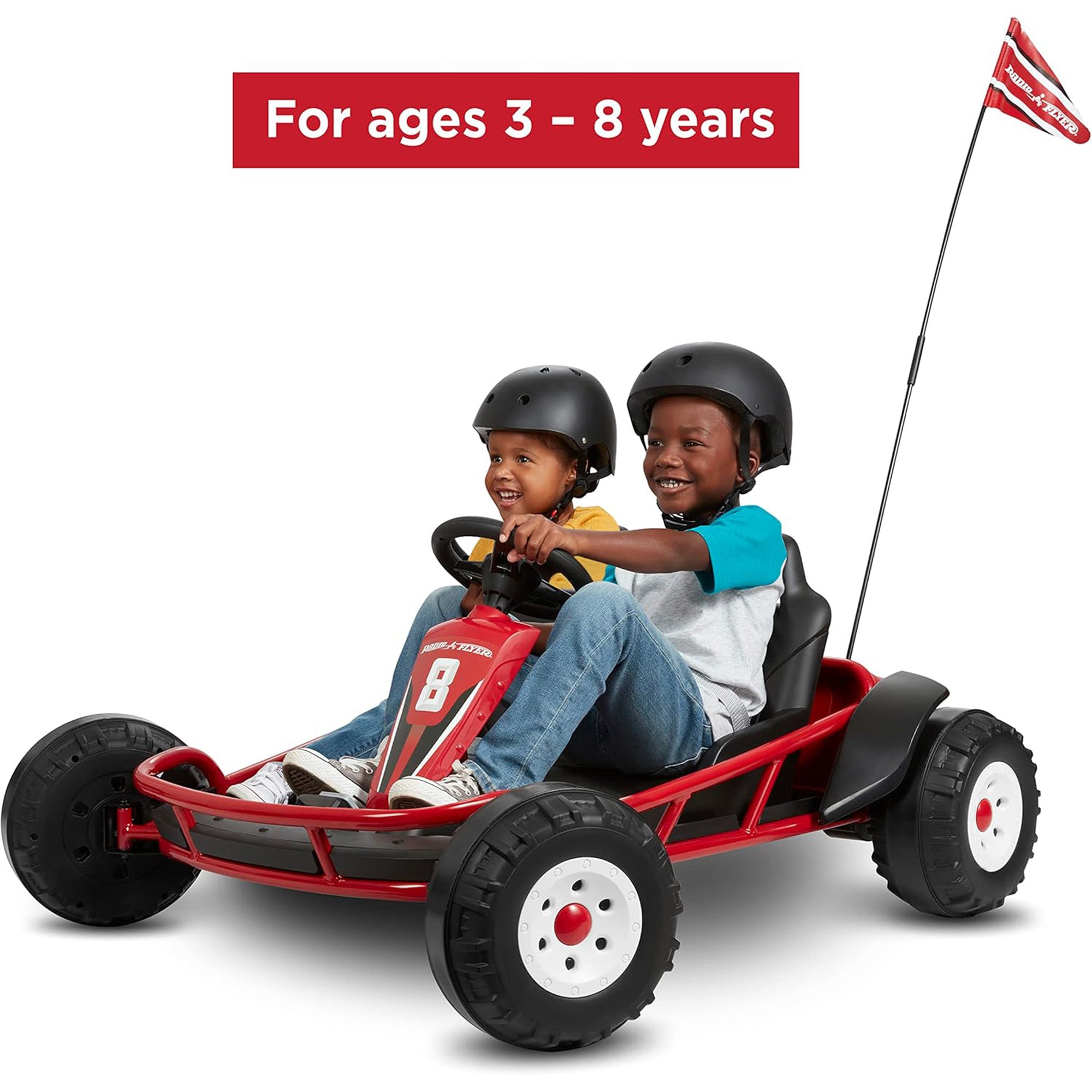 Radio Flyer Ultimate 24 Volt Electric Go-Kart for Kids Ages 3-8, 2-Seater, Red - Smart-nests
