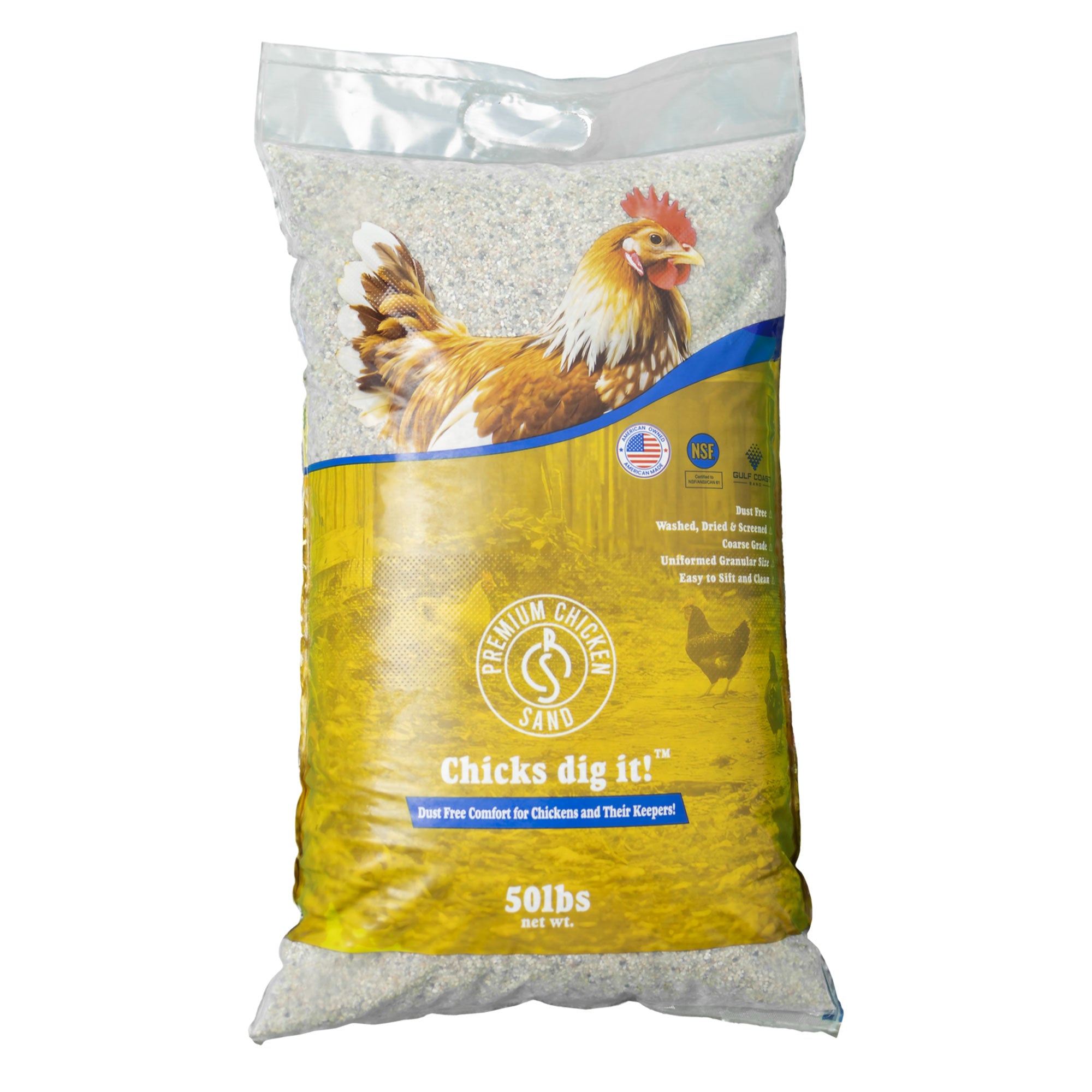 Premium Chicken Sand, Odor Eliminating Bedding for Chicken Coops, 50 Lb Bag - Smart-nests