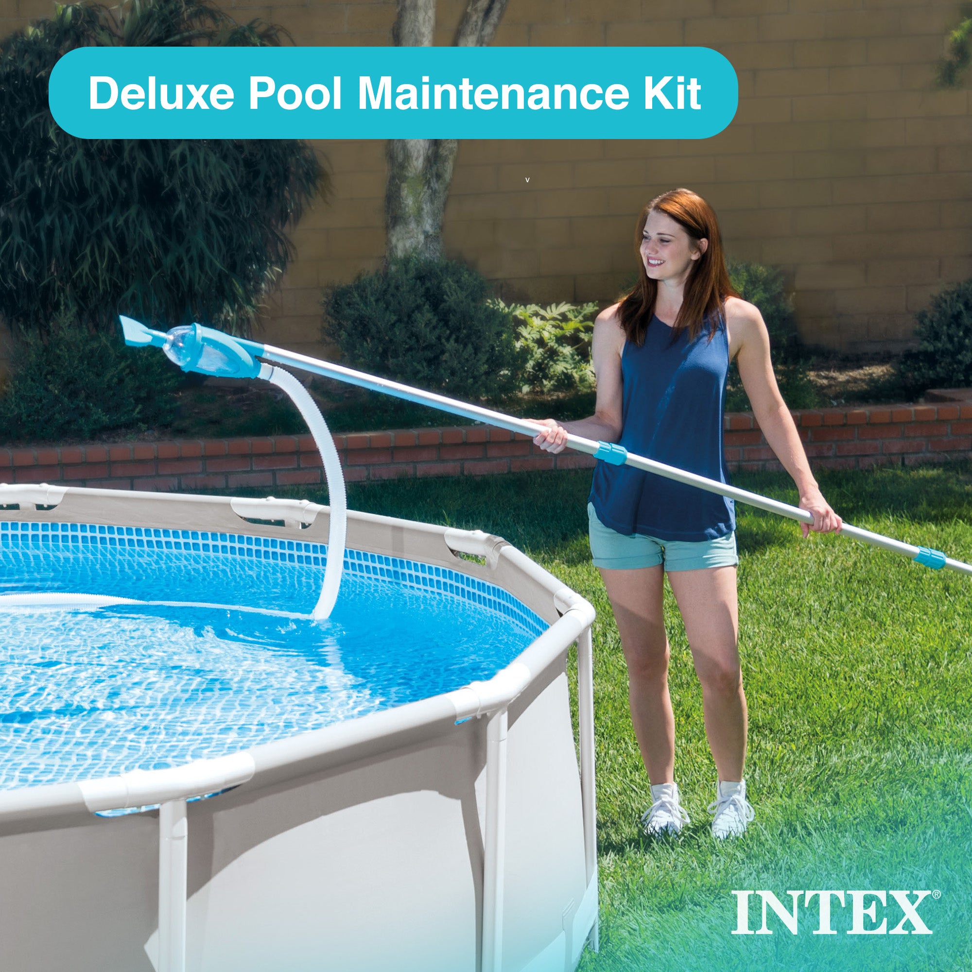 Intex Deluxe Pool Maintenance Kit w/ Vacuum for 800 GPH 28003E (Open Box) - Smart-nests