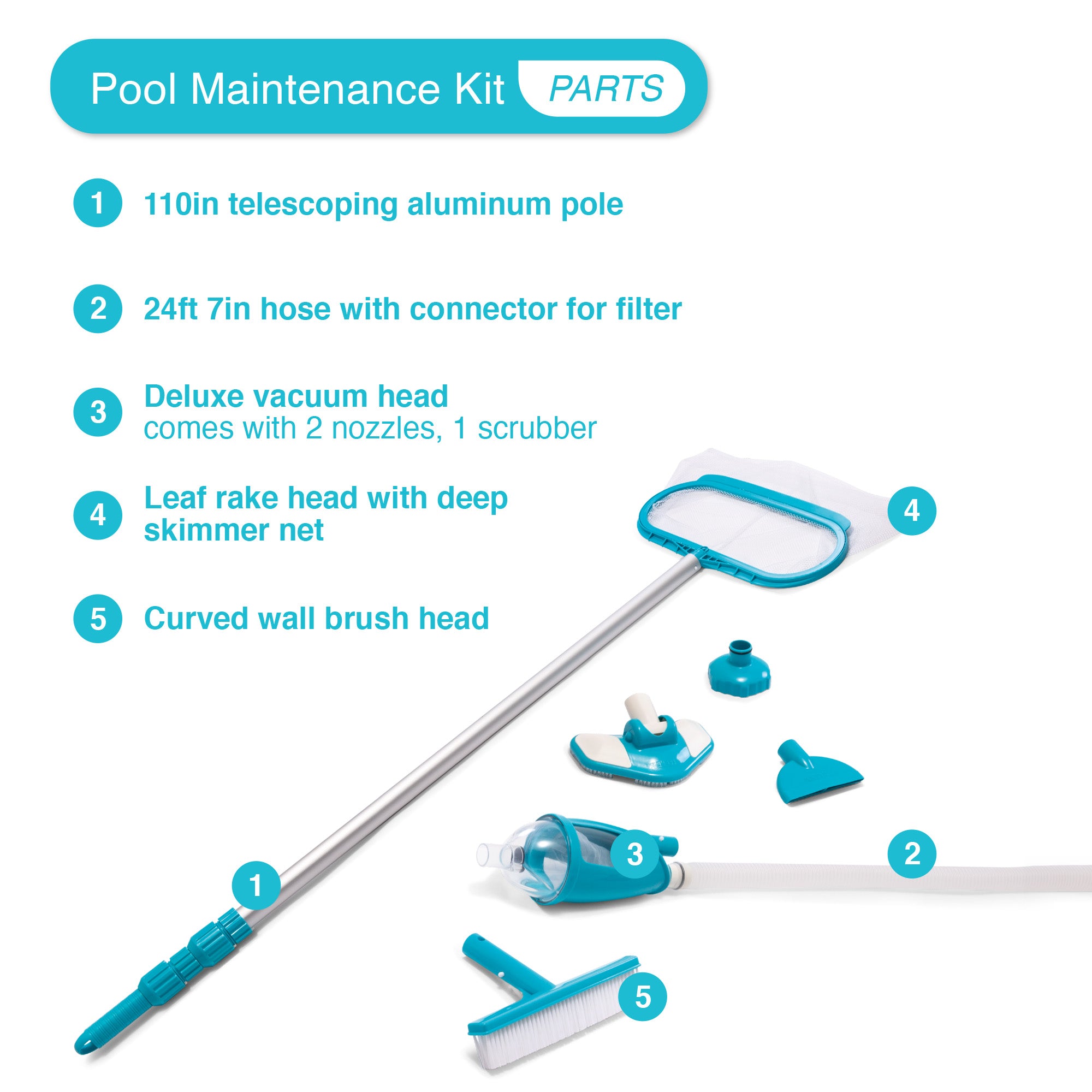 Intex Deluxe Pool Maintenance Kit w/ Vacuum for 800 GPH 28003E (Open Box) - Smart-nests