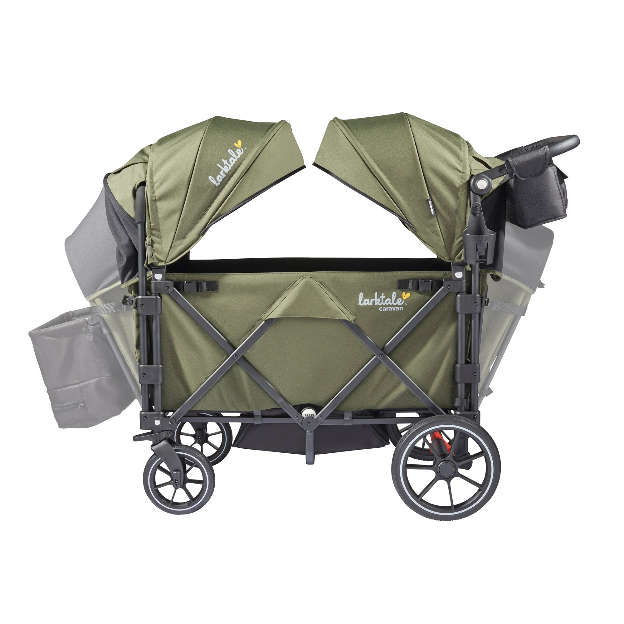Larktale Caravan Quad Stroller, 4-Seater Wagon, 214 lb Capacity, Chelsea Green - Smart-nests