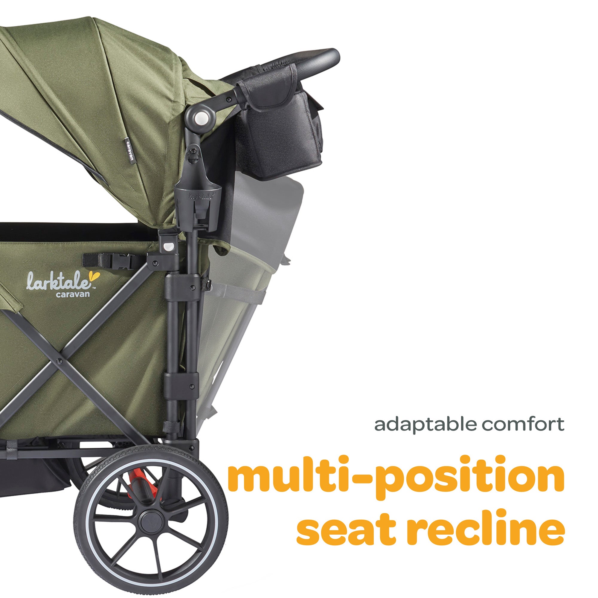 Larktale Caravan Quad Stroller, 4-Seater Wagon, 214 lb Capacity, Chelsea Green - Smart-nests