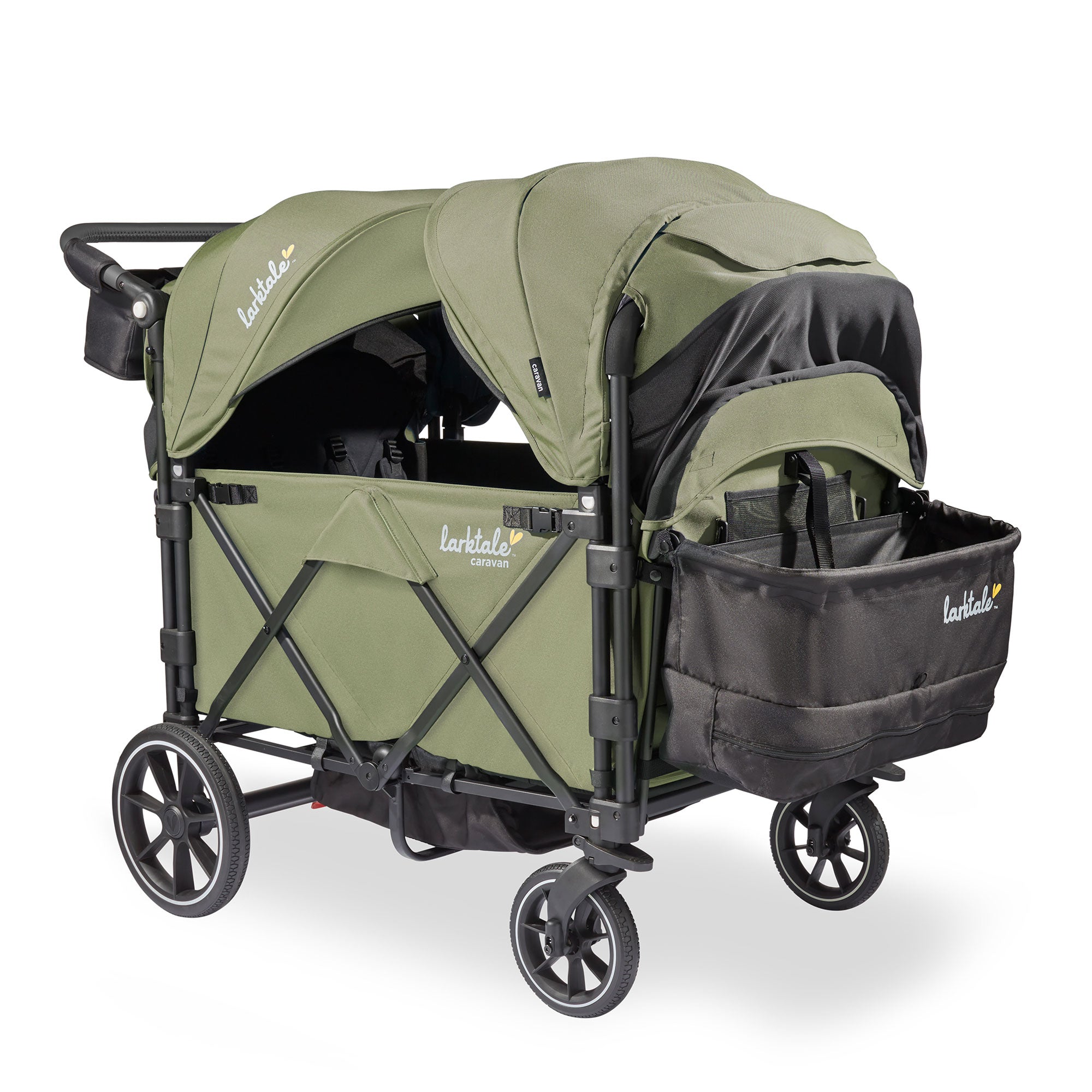 Larktale Caravan Quad Stroller, 4-Seater Wagon, 214 lb Capacity, Chelsea Green - Smart-nests