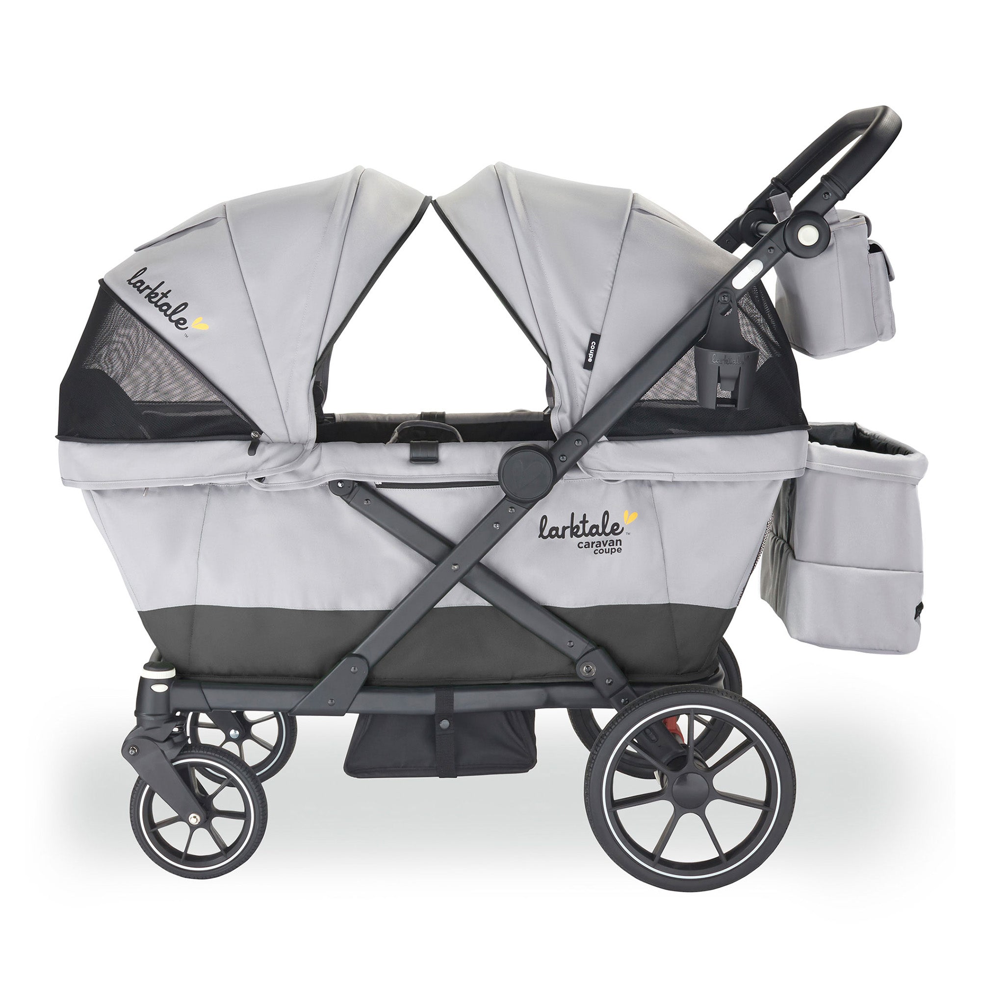 Larktale Caravan Coupe Quad Compact Stroller Reclining 4-Seat Wagon, Gray/Black - Smart-nests