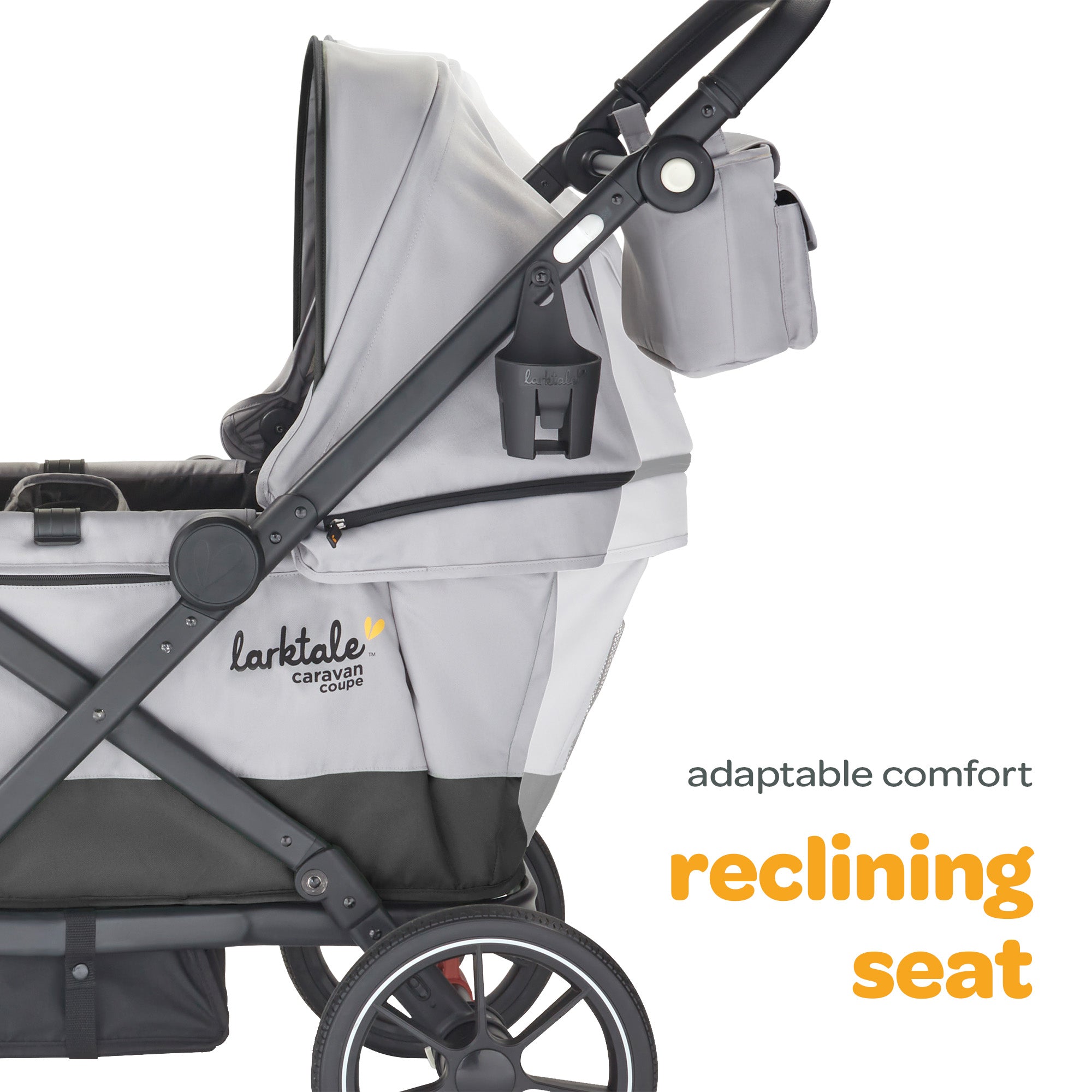 Larktale Caravan Coupe Quad Compact Stroller Reclining 4-Seat Wagon, Gray/Black - Smart-nests