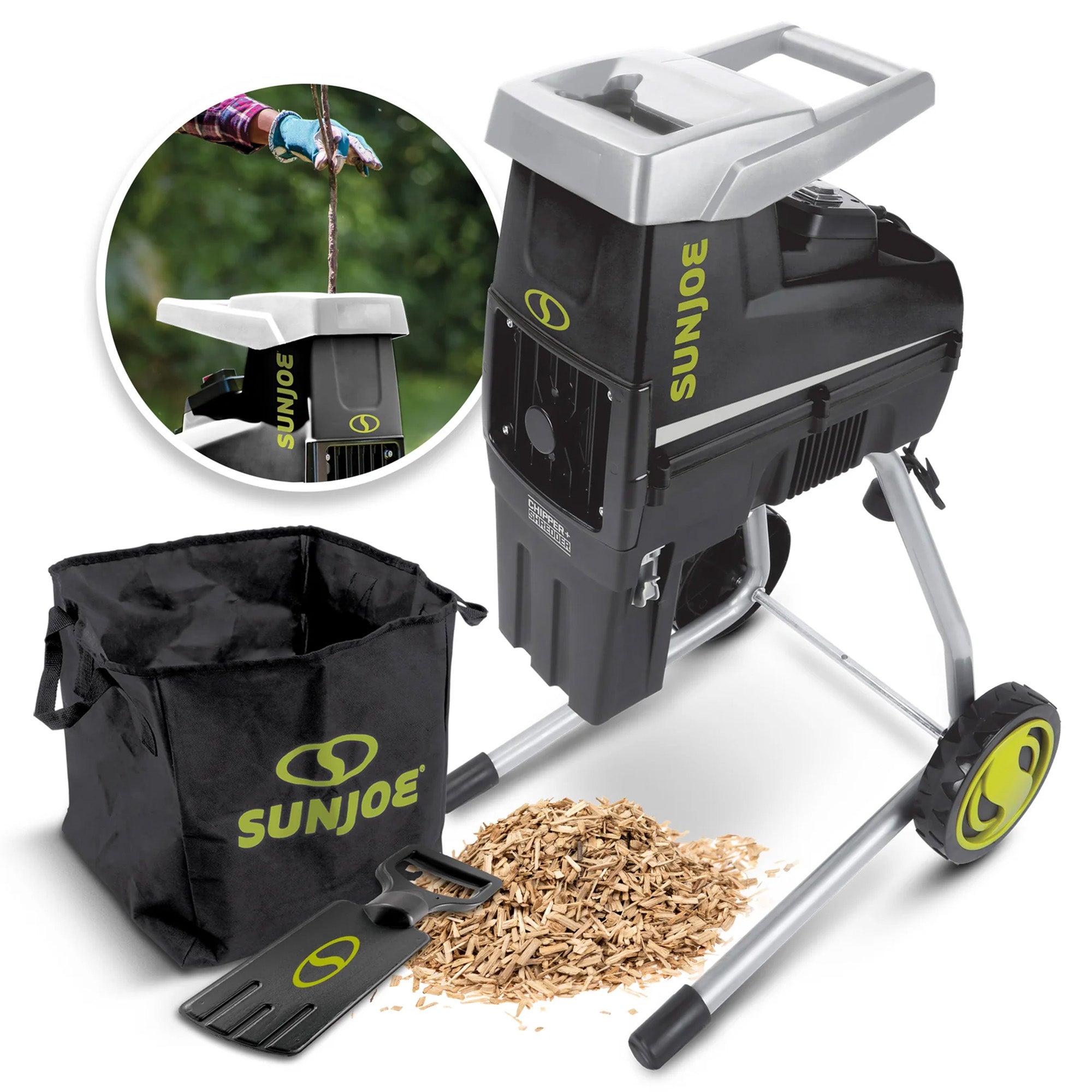 Sun Joe Silent Wood Chipper Shredder, 15 Amp Machine with 1.7" Diameter, CJ603E - Smart-nests