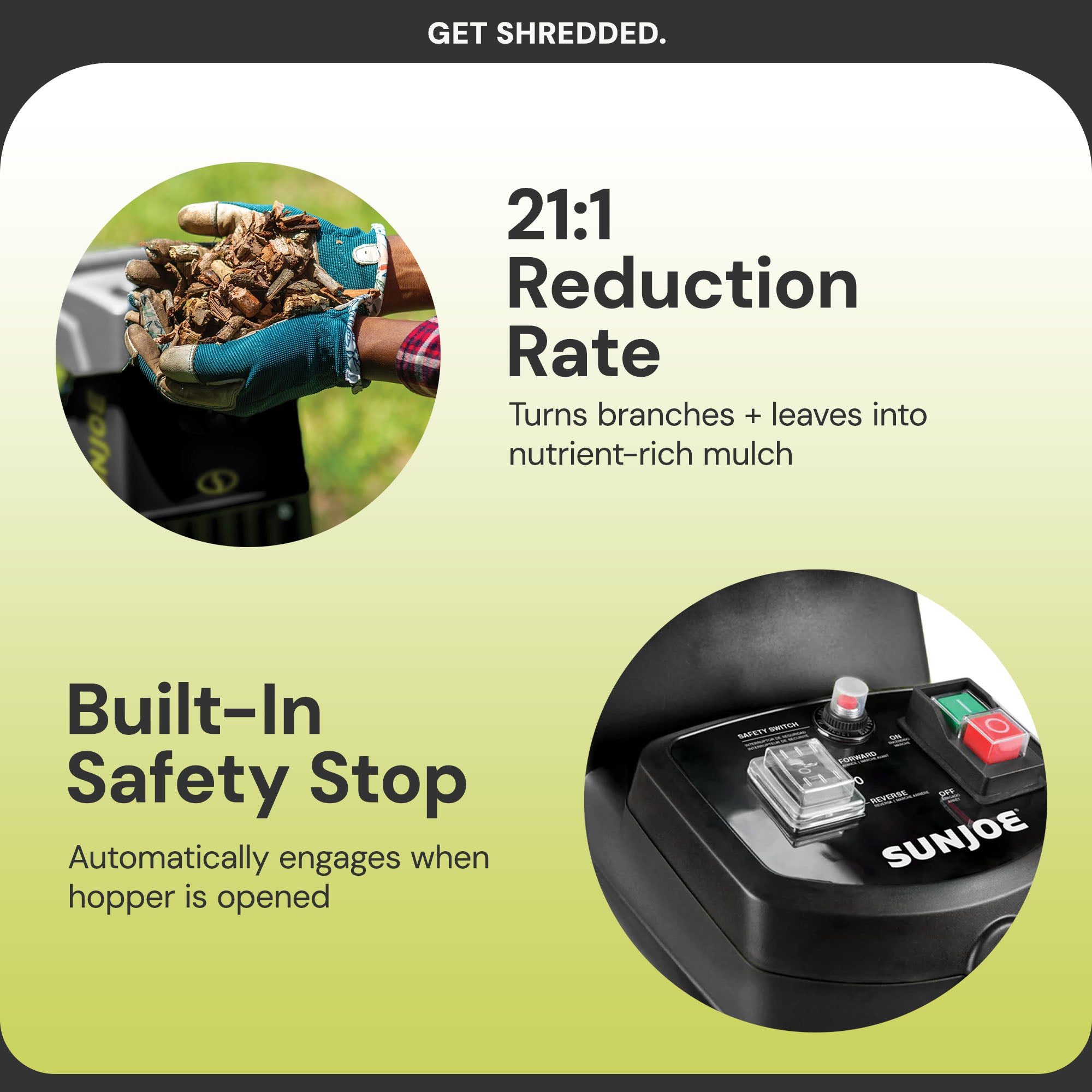 Sun Joe Silent Wood Chipper Shredder, 15 Amp Machine with 1.7" Diameter, CJ603E - Smart-nests