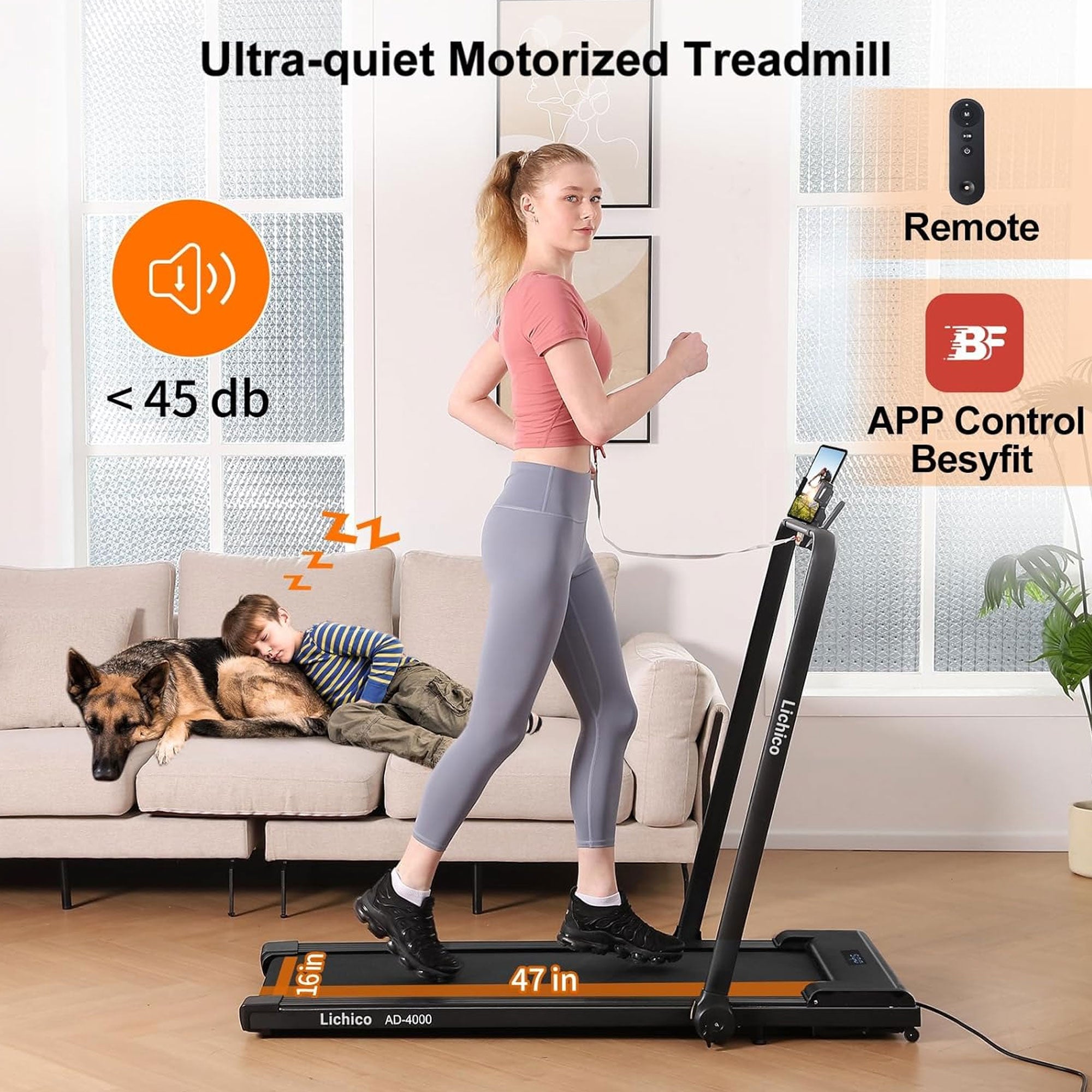 Lichico Walking Pad Under Desk Treadmill, Machine w/Remote Control (Open Box) - Smart-nests