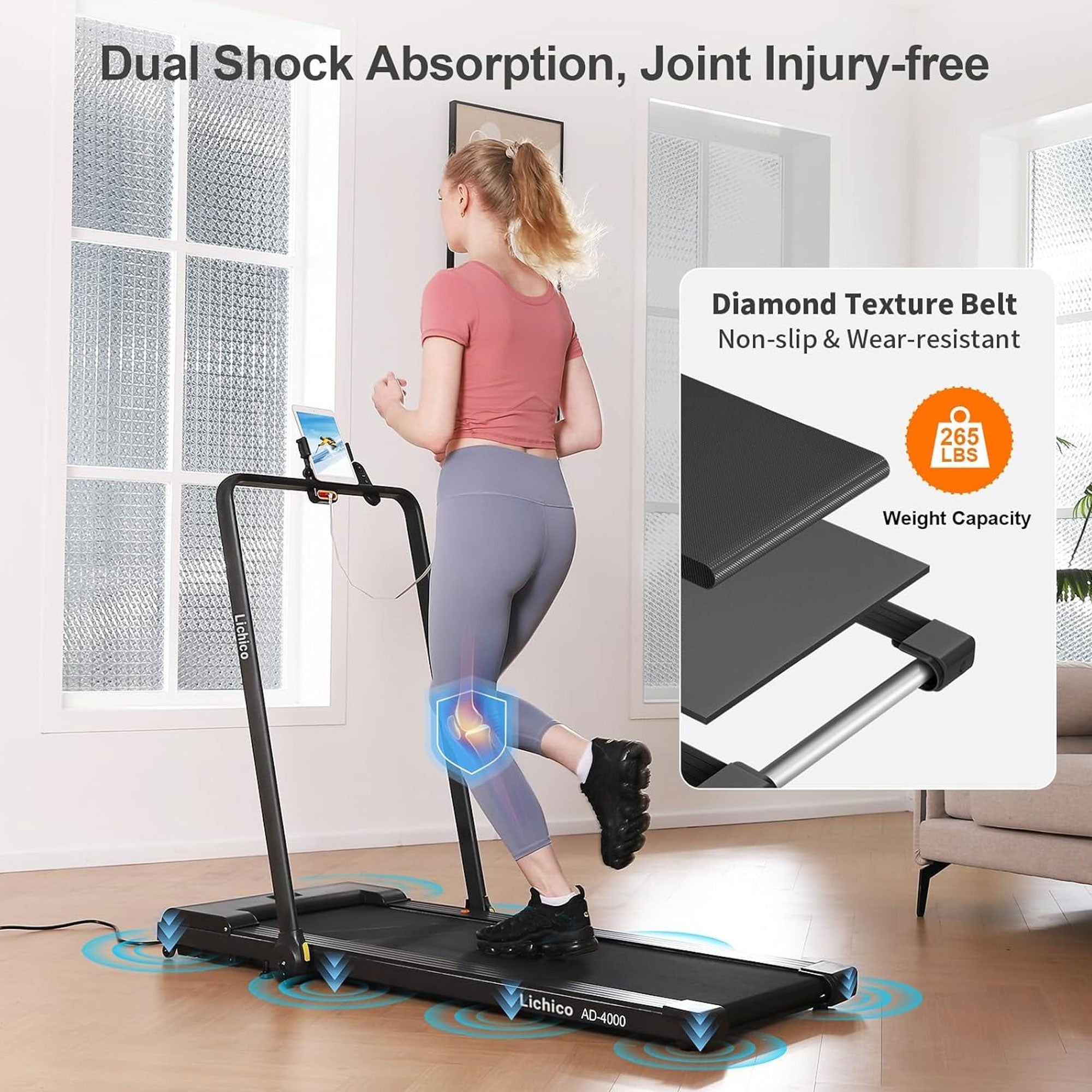 Lichico Walking Pad Under Desk Treadmill, Machine w/Remote Control (Open Box) - Smart-nests