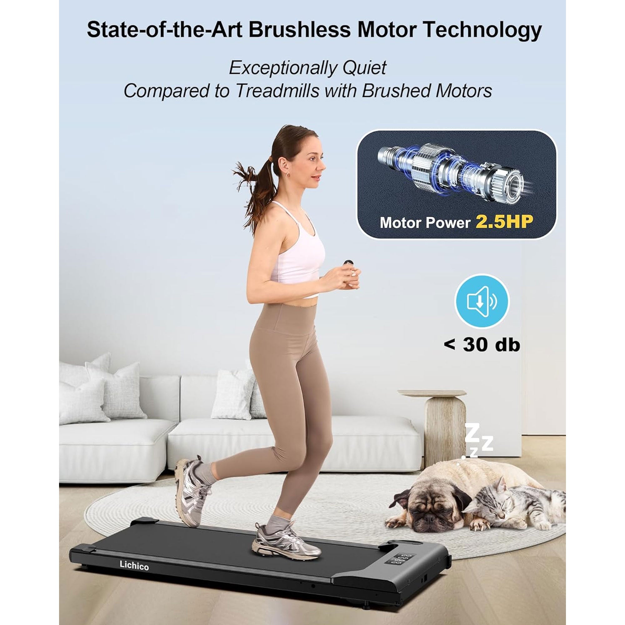 Lichico Walking Pad Treadmill, Portable Exercise Machine with Remote (Open Box) - Smart-nests