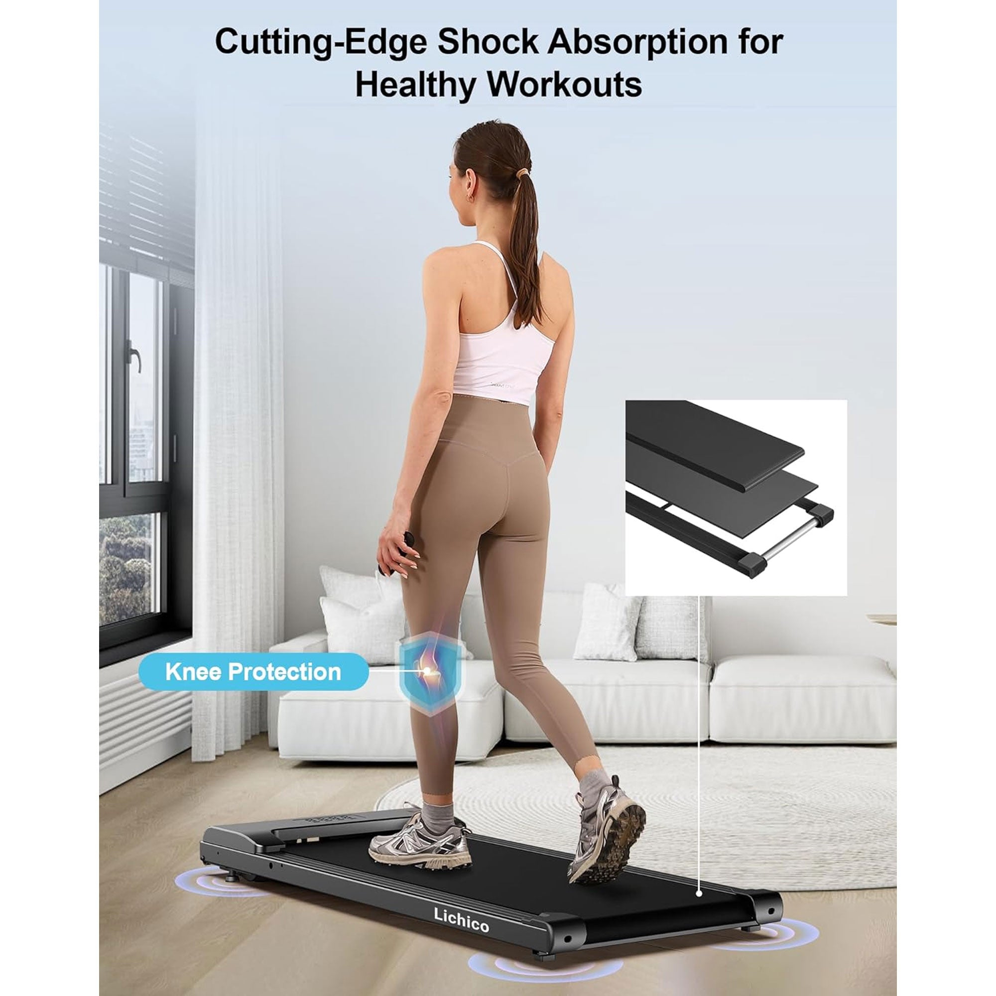 Lichico Walking Pad Treadmill, Portable Exercise Machine with Remote (Open Box) - Smart-nests