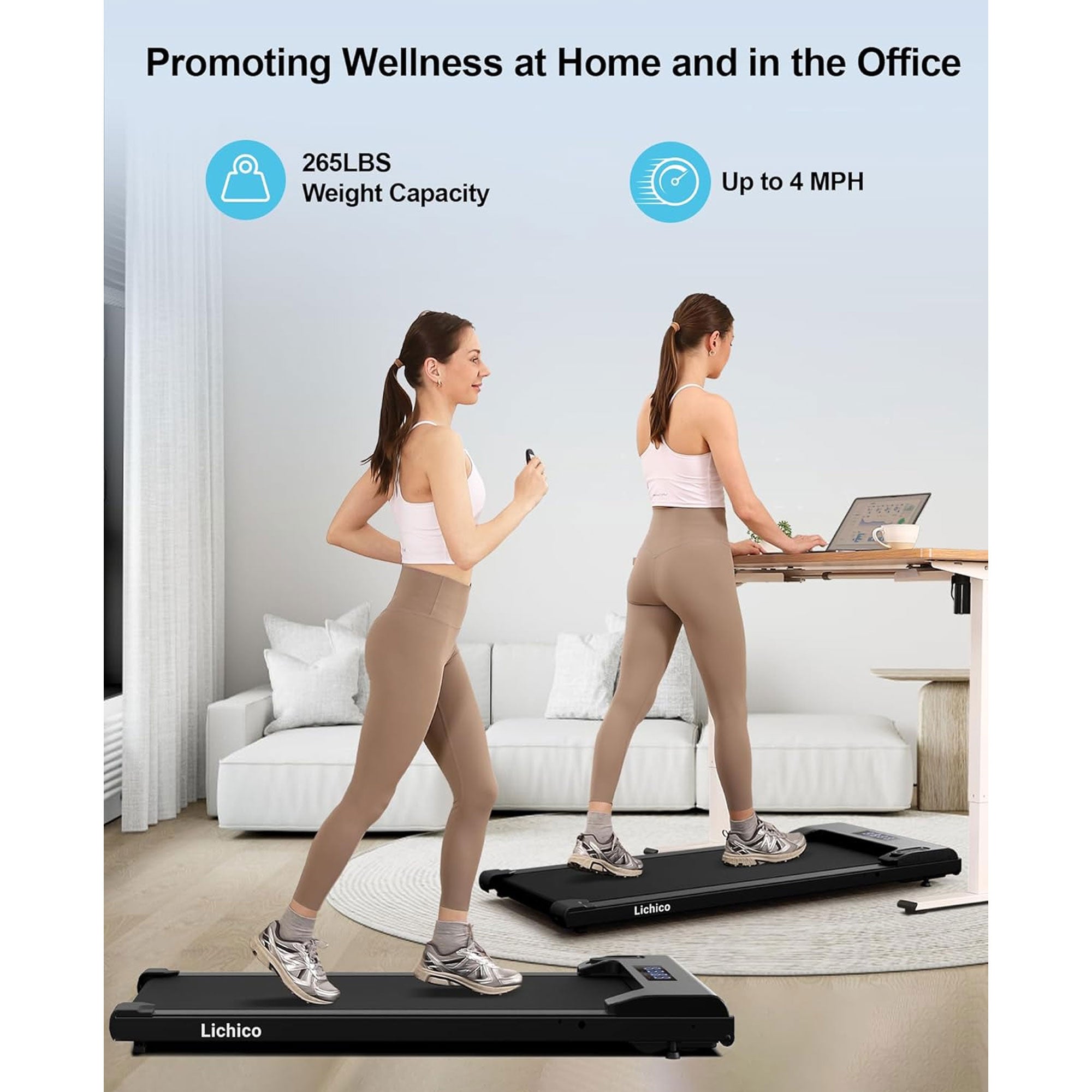 Lichico Walking Pad Treadmill, Portable Exercise Machine with Remote (Open Box) - Smart-nests