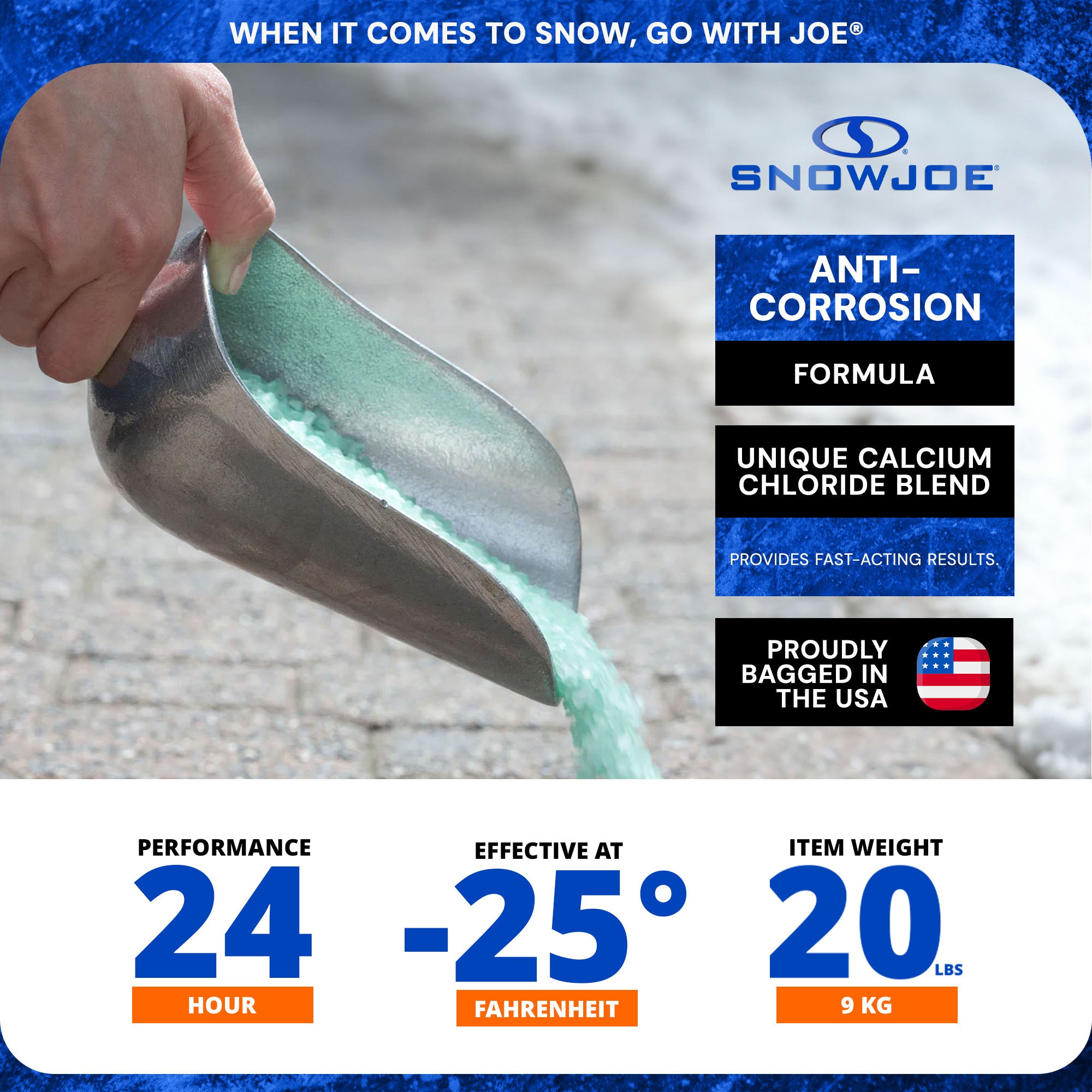 Snow Joe Blue Heat Snow & Ice Melter, Heat Pellets, Non-Staining, 20 lb, BH20