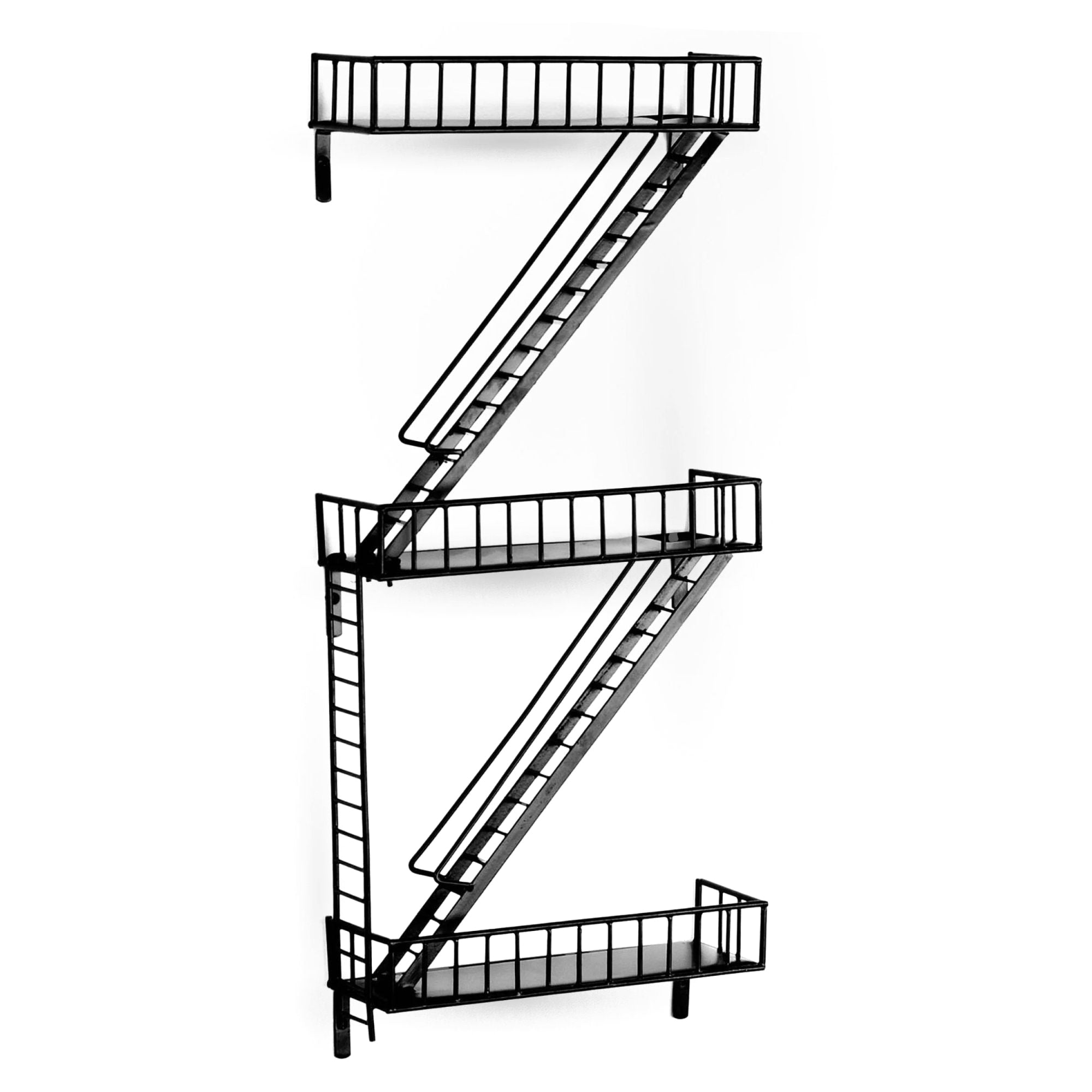 texxture FireEscape 25.5 Inch Floating Shelves, Wall Mount Storage Shelf, Black - Smart-nests