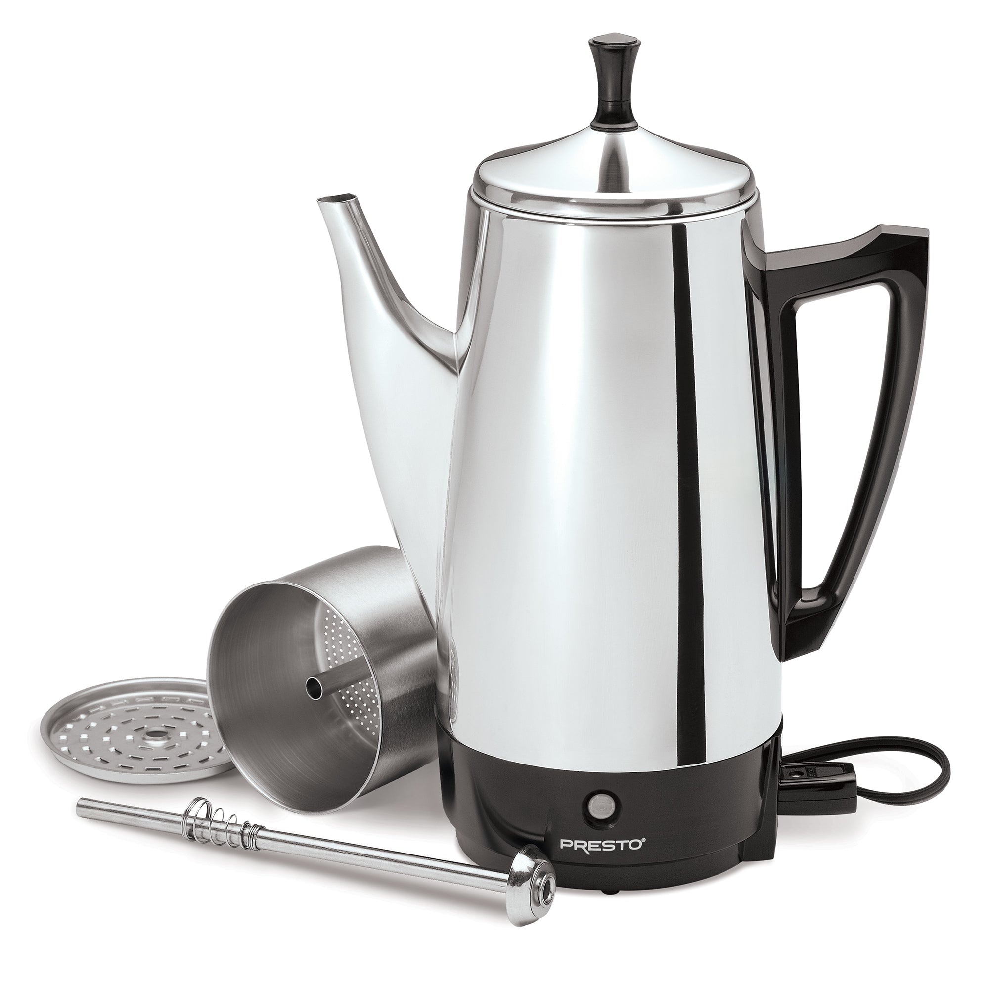 Presto Stainless Steel Coffee Maker, 12 Cup Robust Percolator Coffee, Silver - Smart-nests