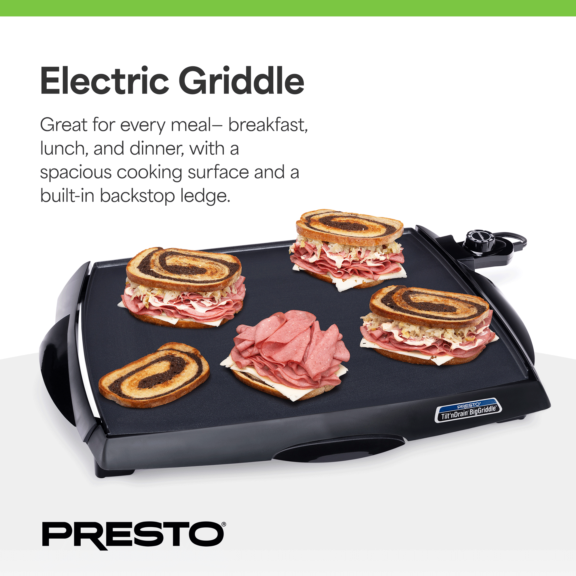 Presto Tilt 'n Drain Electric BigGriddle with Nonstick Ceramic Cooking Surface - Smart-nests