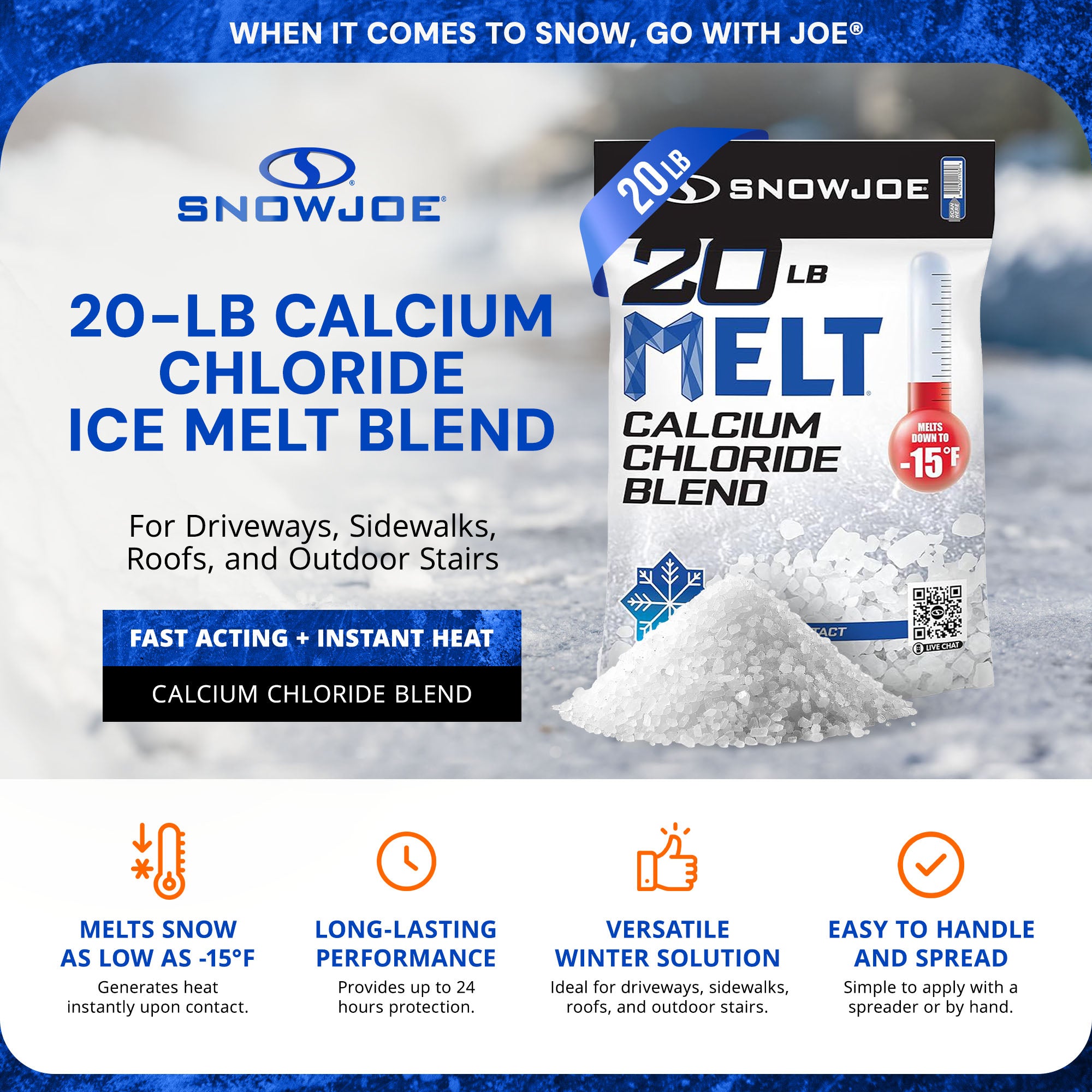 Snow Joe Calcium Chloride Ice Melt Blend Snow Removal, 20 Lbs, Blue, MELT20ESB - Smart-nests